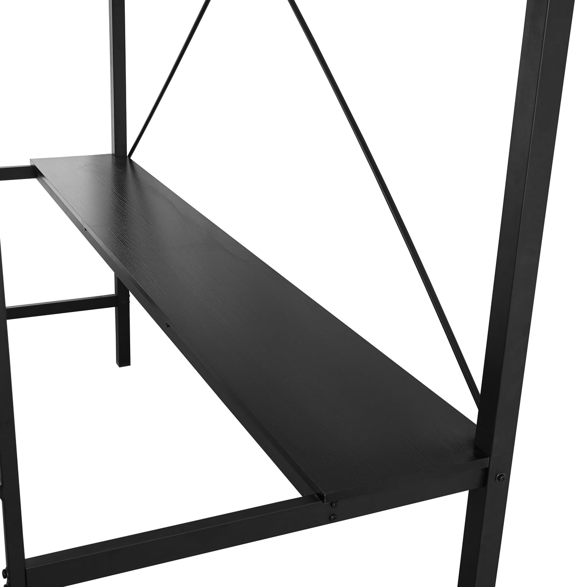 Jake Metal Loft Bed Frame with Desk, Protective Guard Rails and Ladder for Kids, Teens and Adults