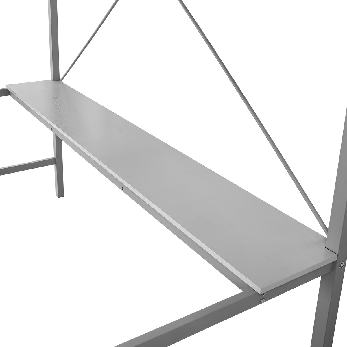 Jake Metal Loft Bed Frame with Desk, Protective Guard Rails and Ladder for Kids, Teens and Adults