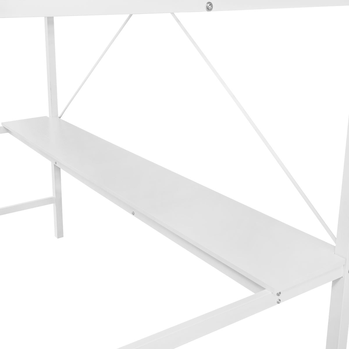 Jake Metal Loft Bed Frame with Desk, Protective Guard Rails and Ladder for Kids, Teens and Adults