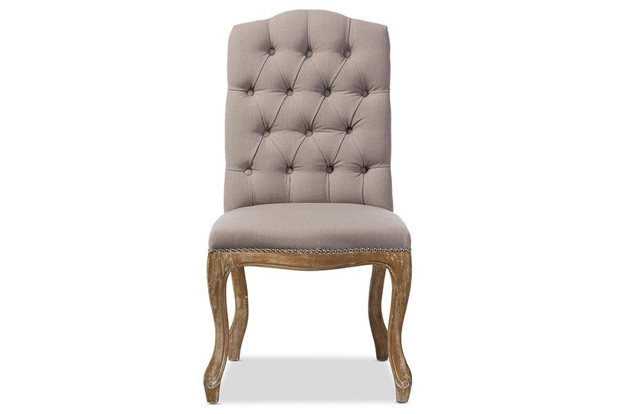 Hudson Chic Rustic French Country Cottage Weathered Fabric Button-tufted Upholstered Dining Chair