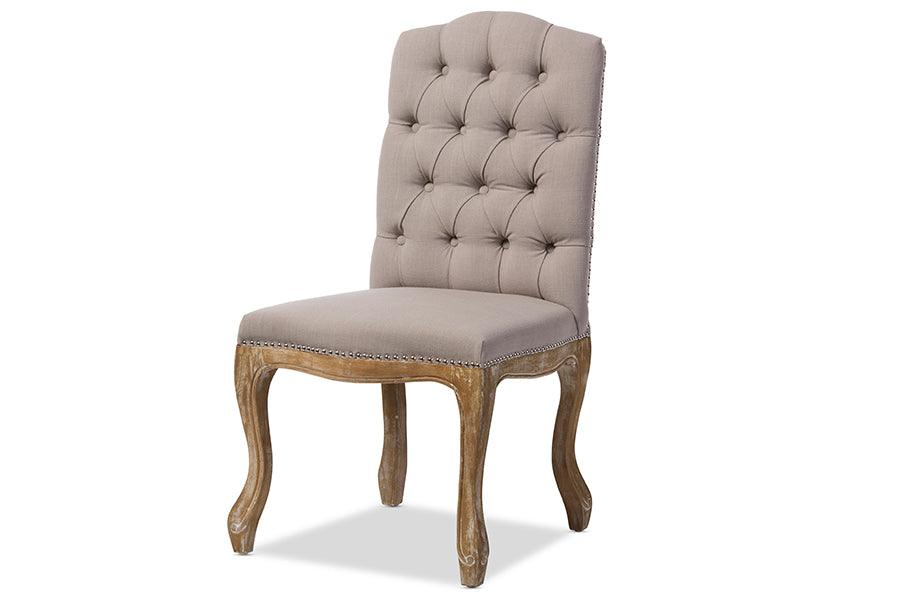 Hudson Chic Rustic French Country Cottage Weathered Fabric Button-tufted Upholstered Dining Chair