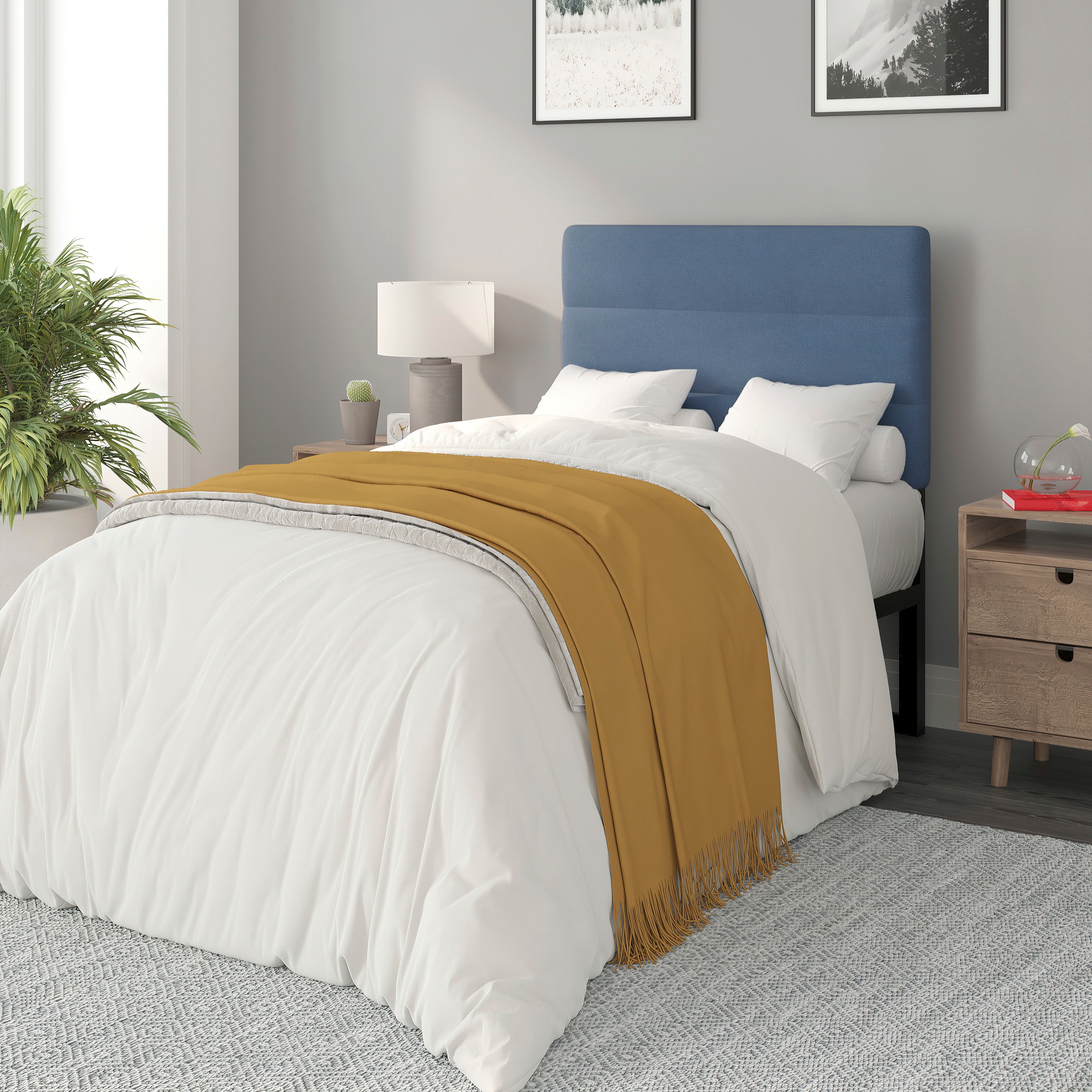 Paxton Channel Stitched Upholstered Headboard, Adjustable Height from 44.5" to 57.25"