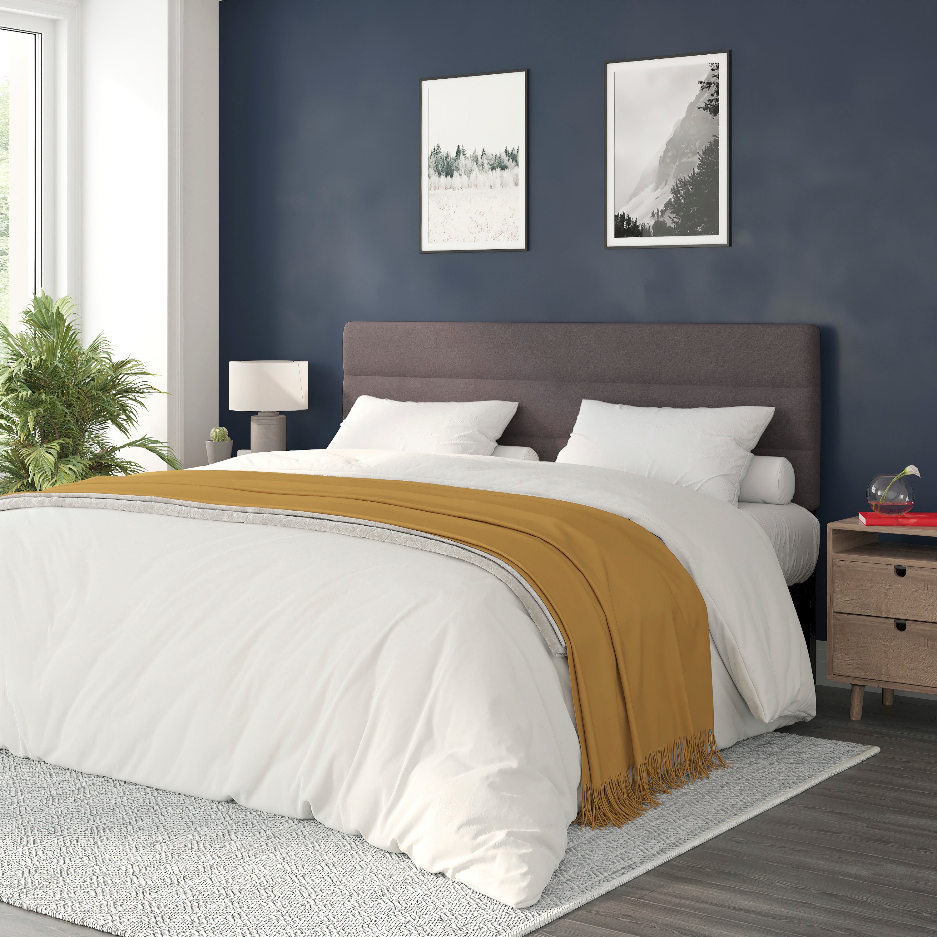 Paxton Channel Stitched Upholstered Headboard, Adjustable Height from 44.5" to 57.25"