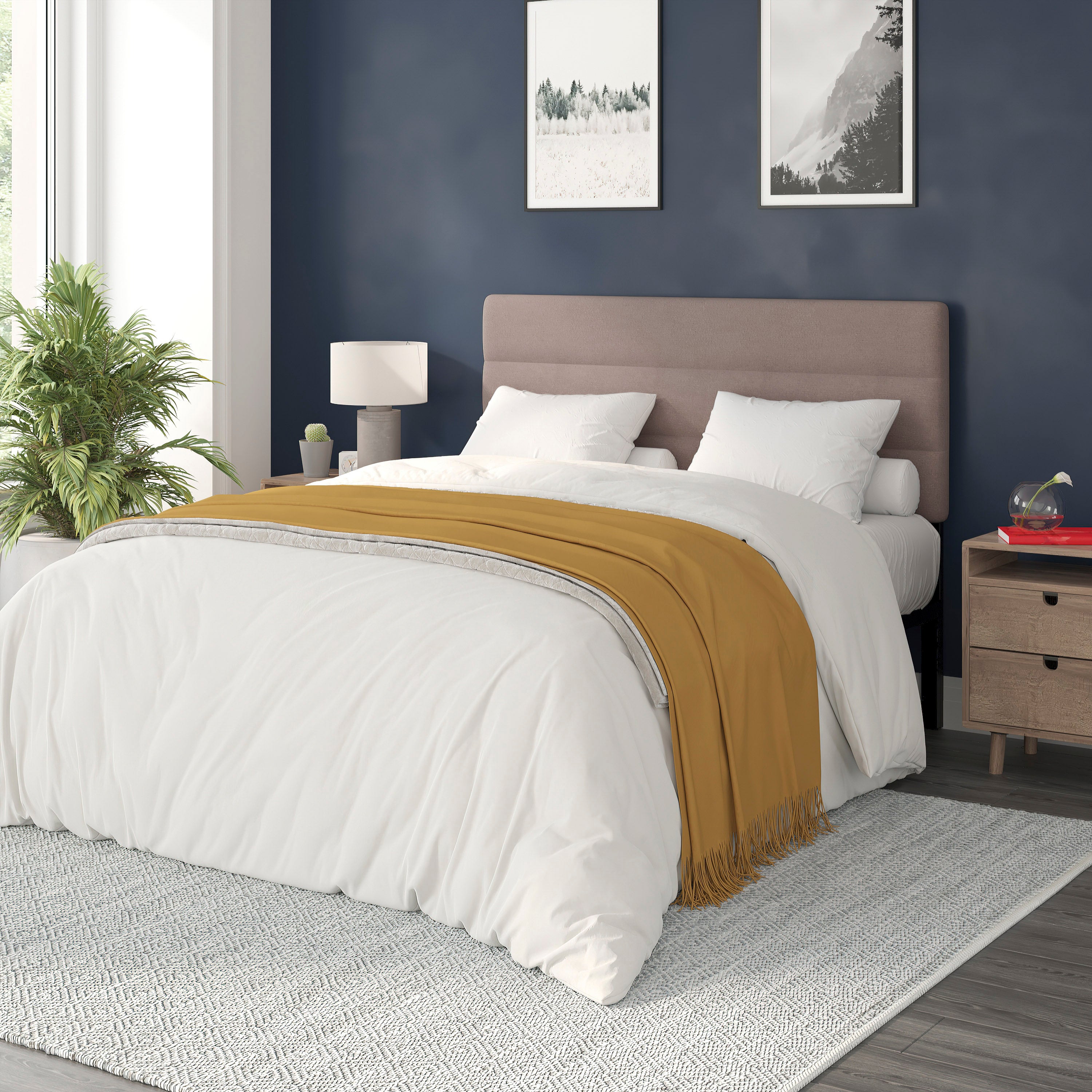 Paxton Channel Stitched Upholstered Headboard, Adjustable Height from 44.5" to 57.25"