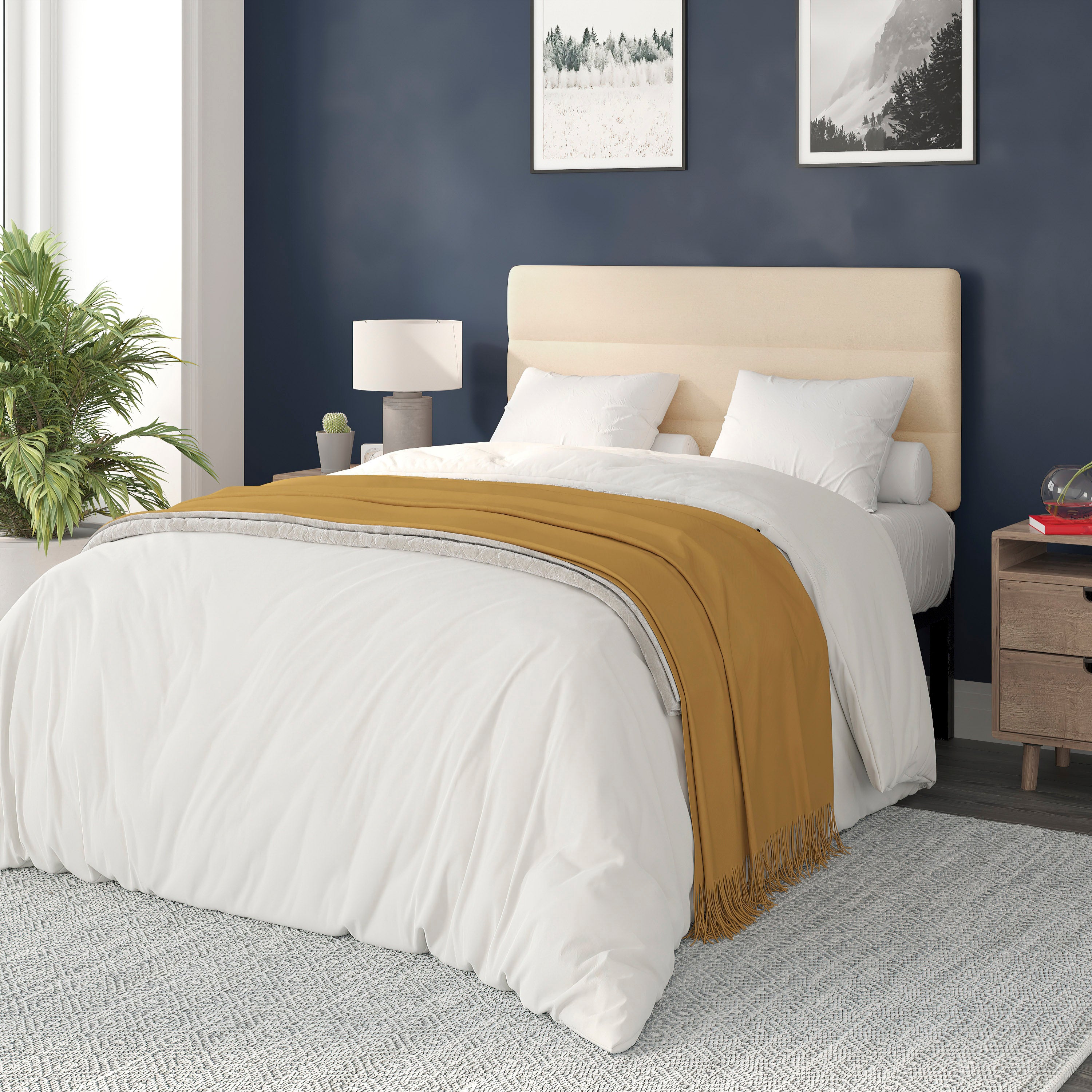 Paxton Channel Stitched Upholstered Headboard, Adjustable Height from 44.5" to 57.25"
