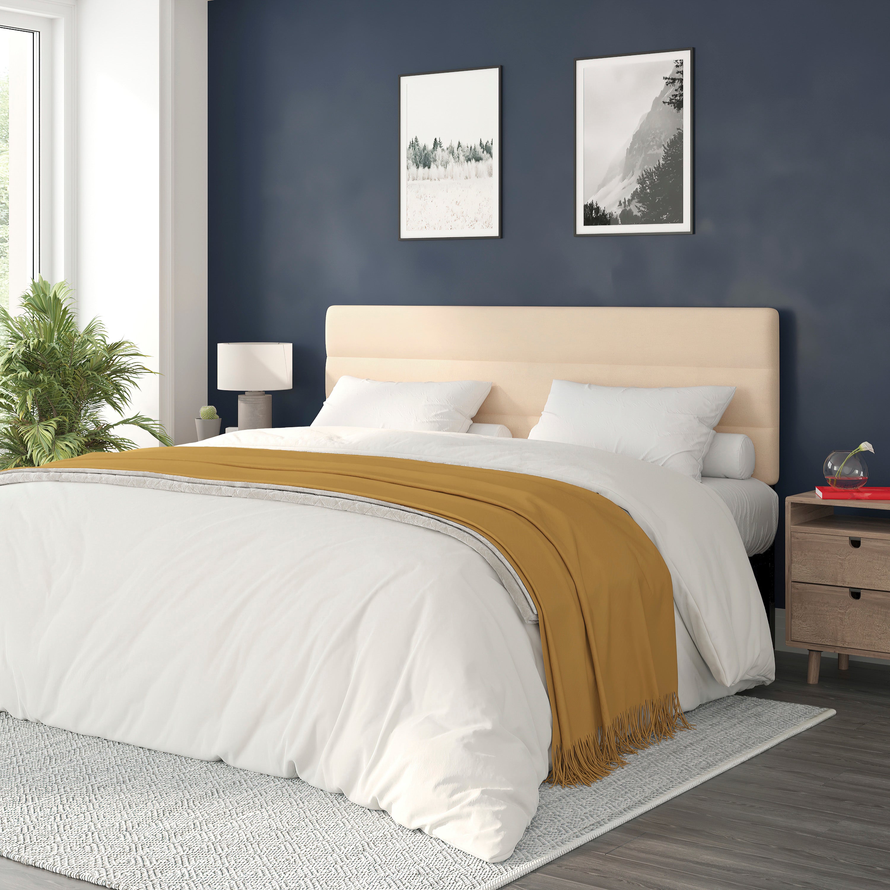 Paxton Channel Stitched Upholstered Headboard, Adjustable Height from 44.5" to 57.25"