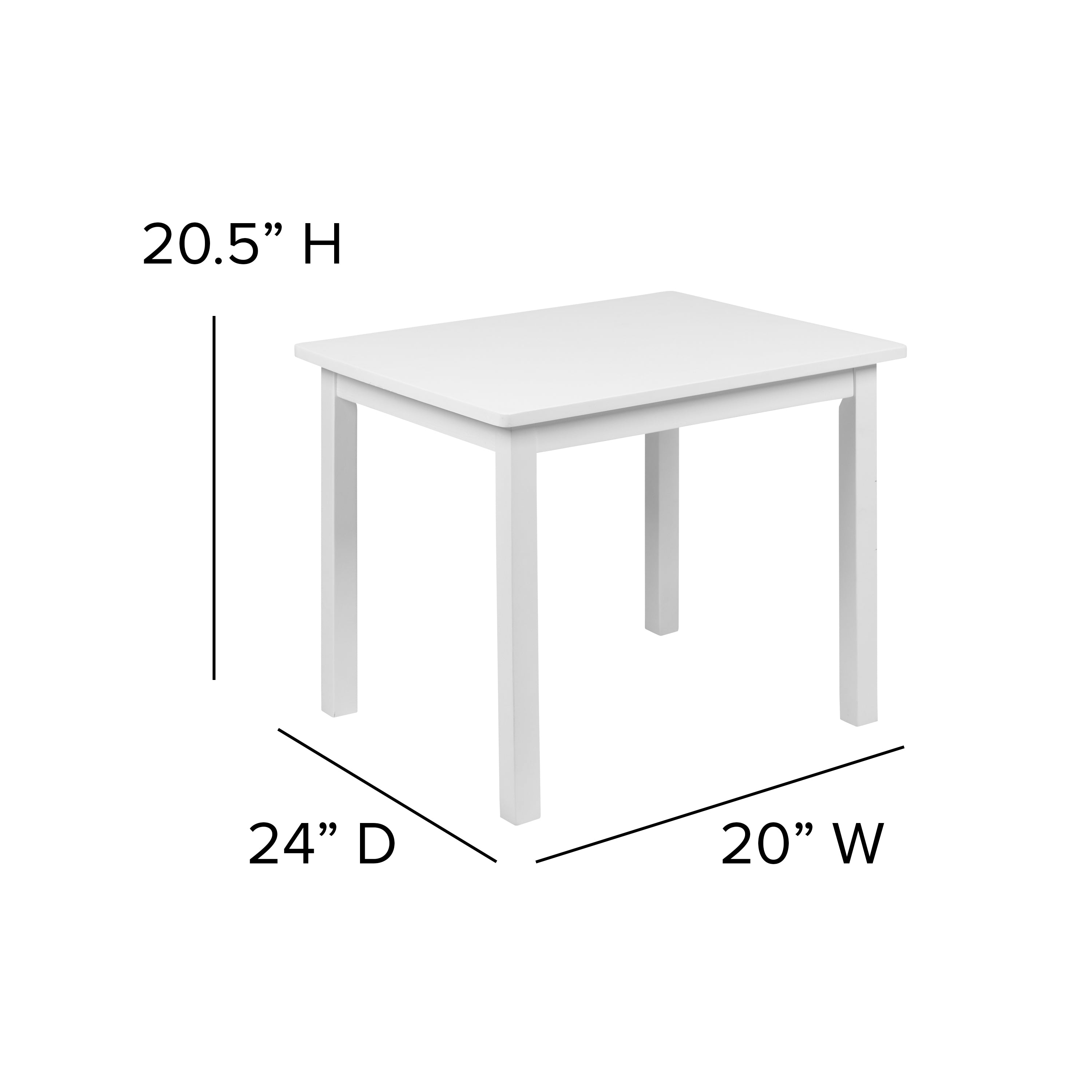 Kids Solid Hardwood Table and Chair Set for Playroom, Bedroom, Kitchen - 3 Piece Set-Square Activity Table Set-Flash Furniture-Wall2Wall Furnishings