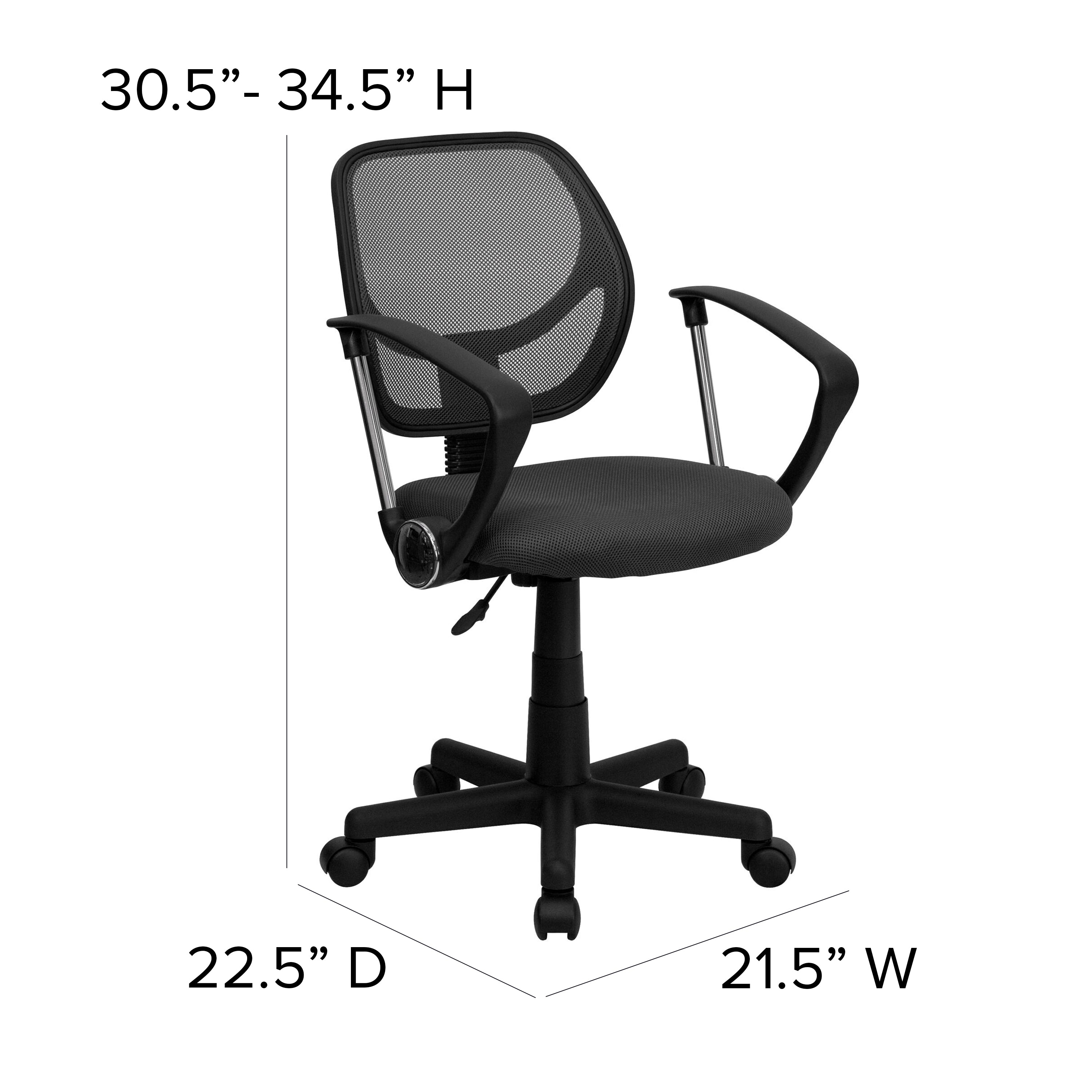Low Back Mesh Swivel Task Office Chair with Curved Square Back and Arms-Office Chair-Flash Furniture-Wall2Wall Furnishings