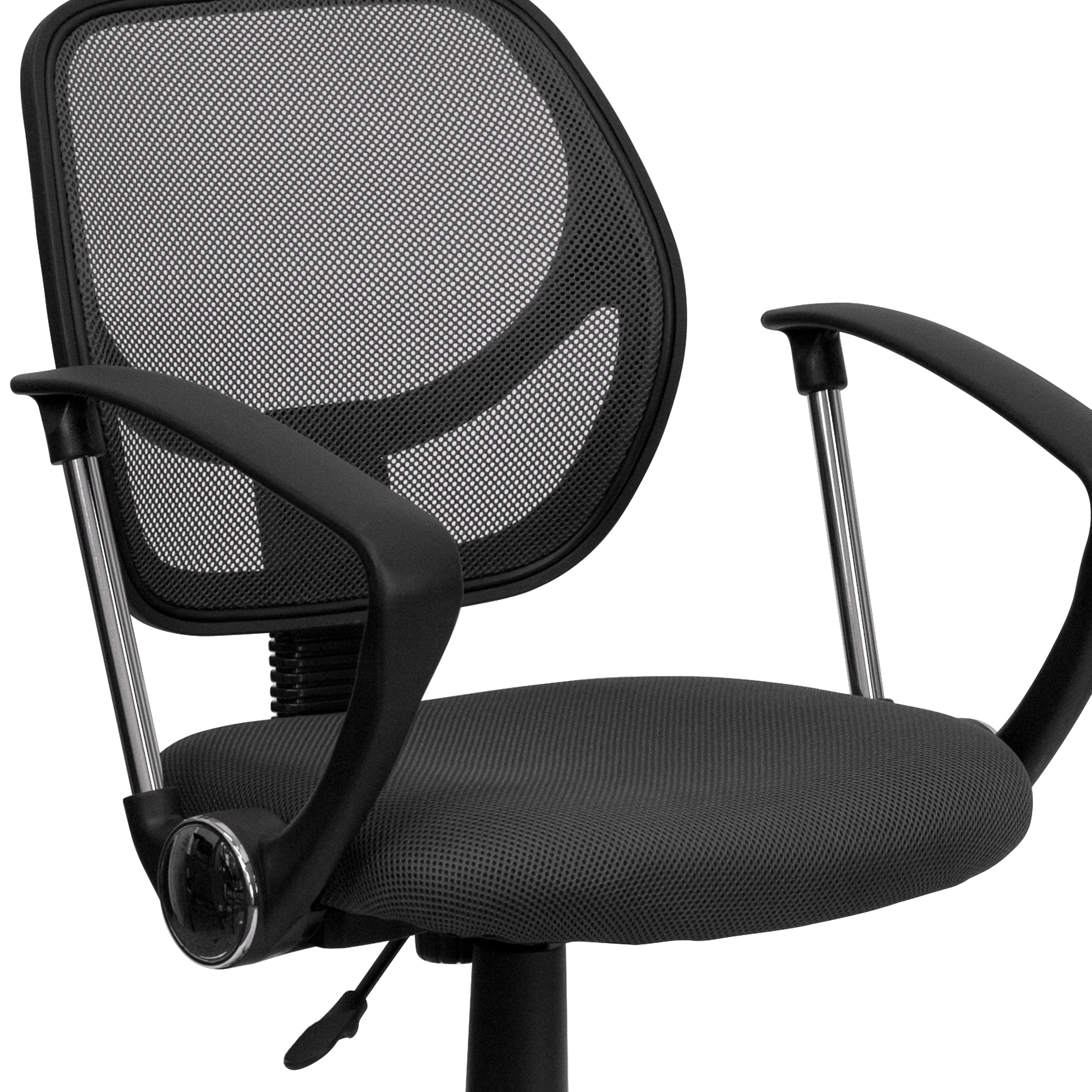 Low Back Mesh Swivel Task Office Chair with Curved Square Back and Arms