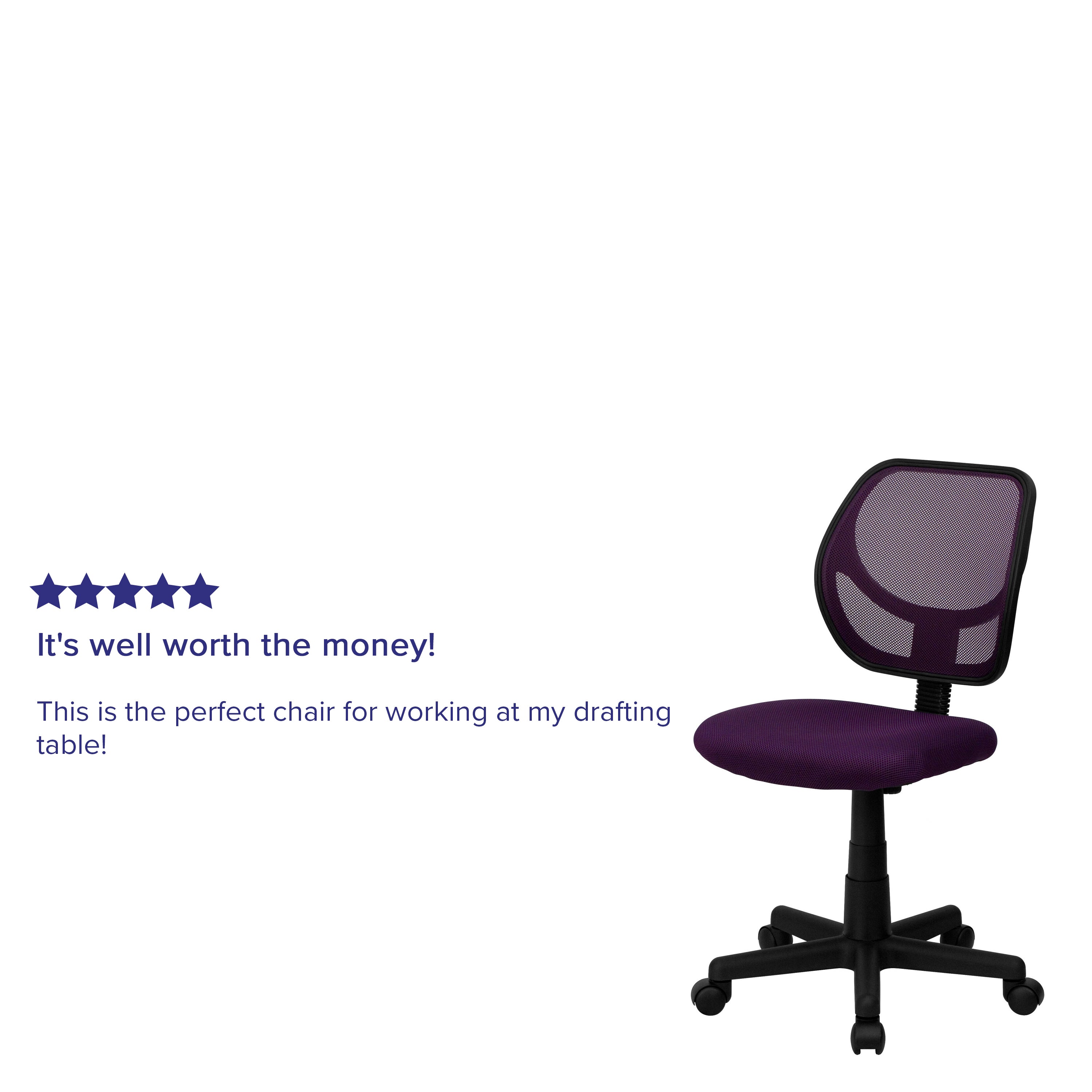 Low Back Mesh Swivel Task Office Chair with Curved Square Back