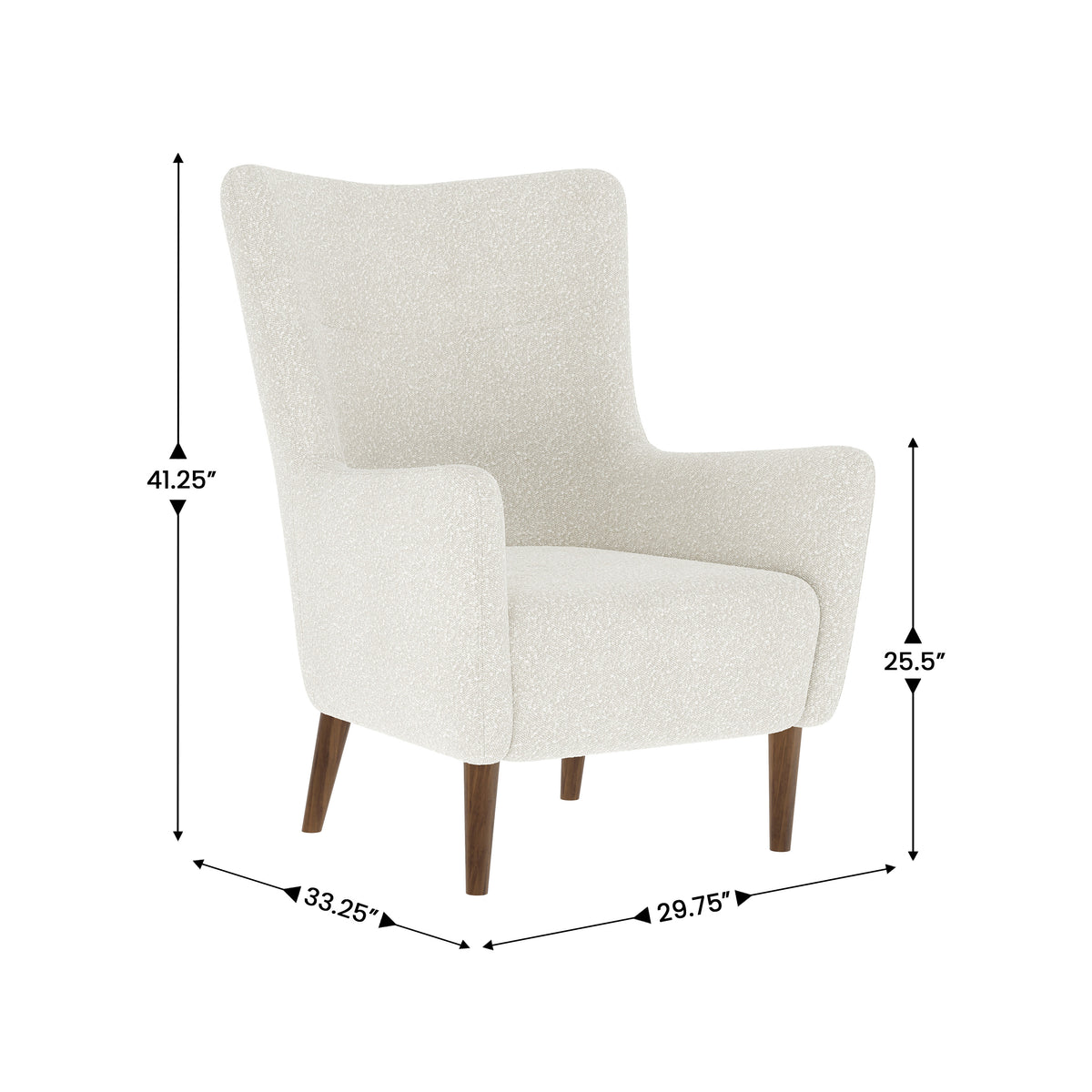 Connor Traditional Wingback Accent Chair, Commercial Grade Upholstery and Wooden Frame and Legs