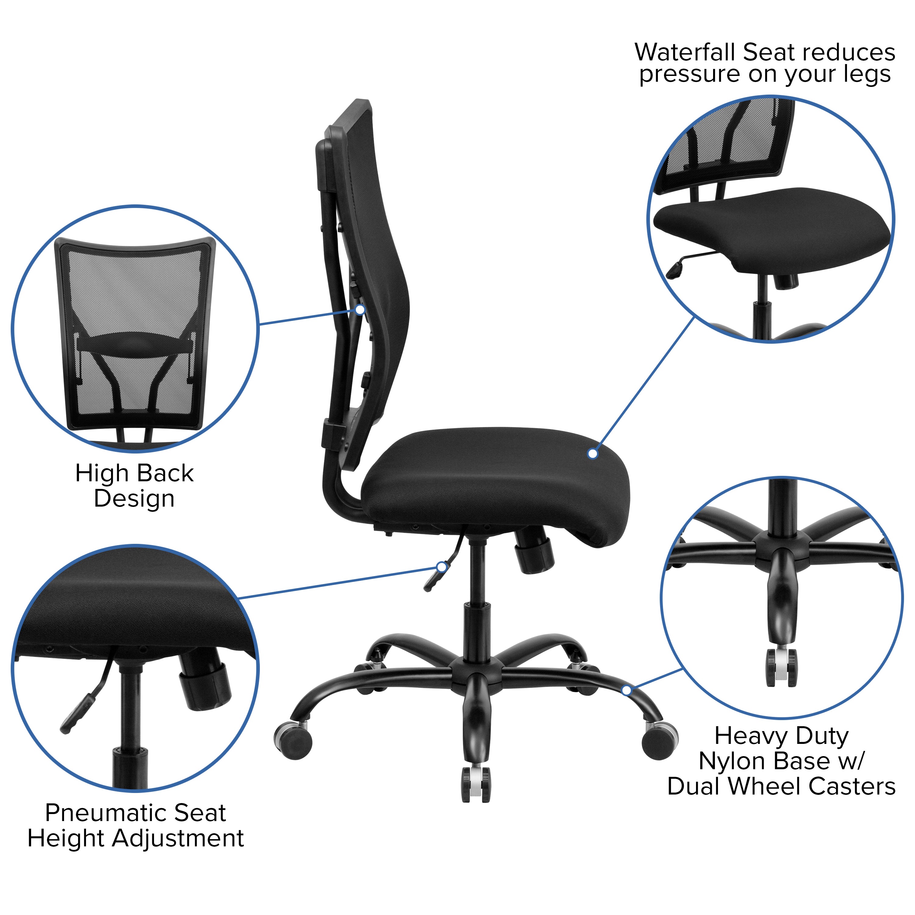 HERCULES Series Big & Tall 400 lb. Rated Mesh Executive Swivel Ergonomic Office Chair-Big & Tall Office Chair-Flash Furniture-Wall2Wall Furnishings