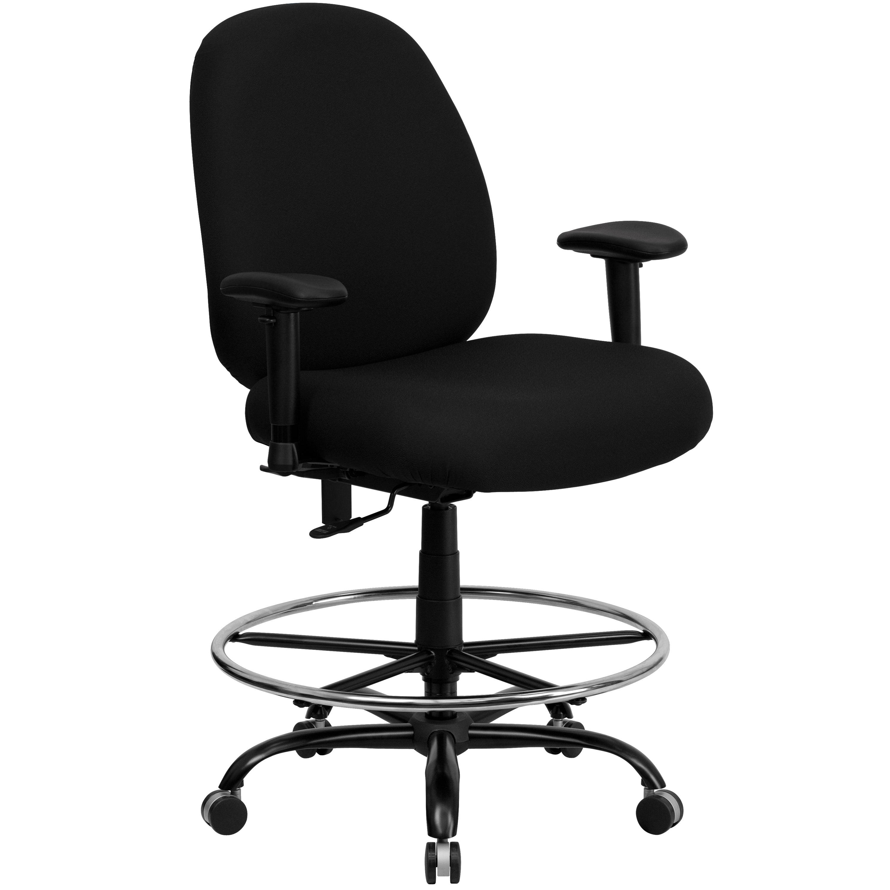 HERCULES Series Big & Tall 400 lb. Rated Fabric Ergonomic Drafting Chair with Adjustable Back Height and Arms-Big & Tall Office Chair-Flash Furniture-Wall2Wall Furnishings