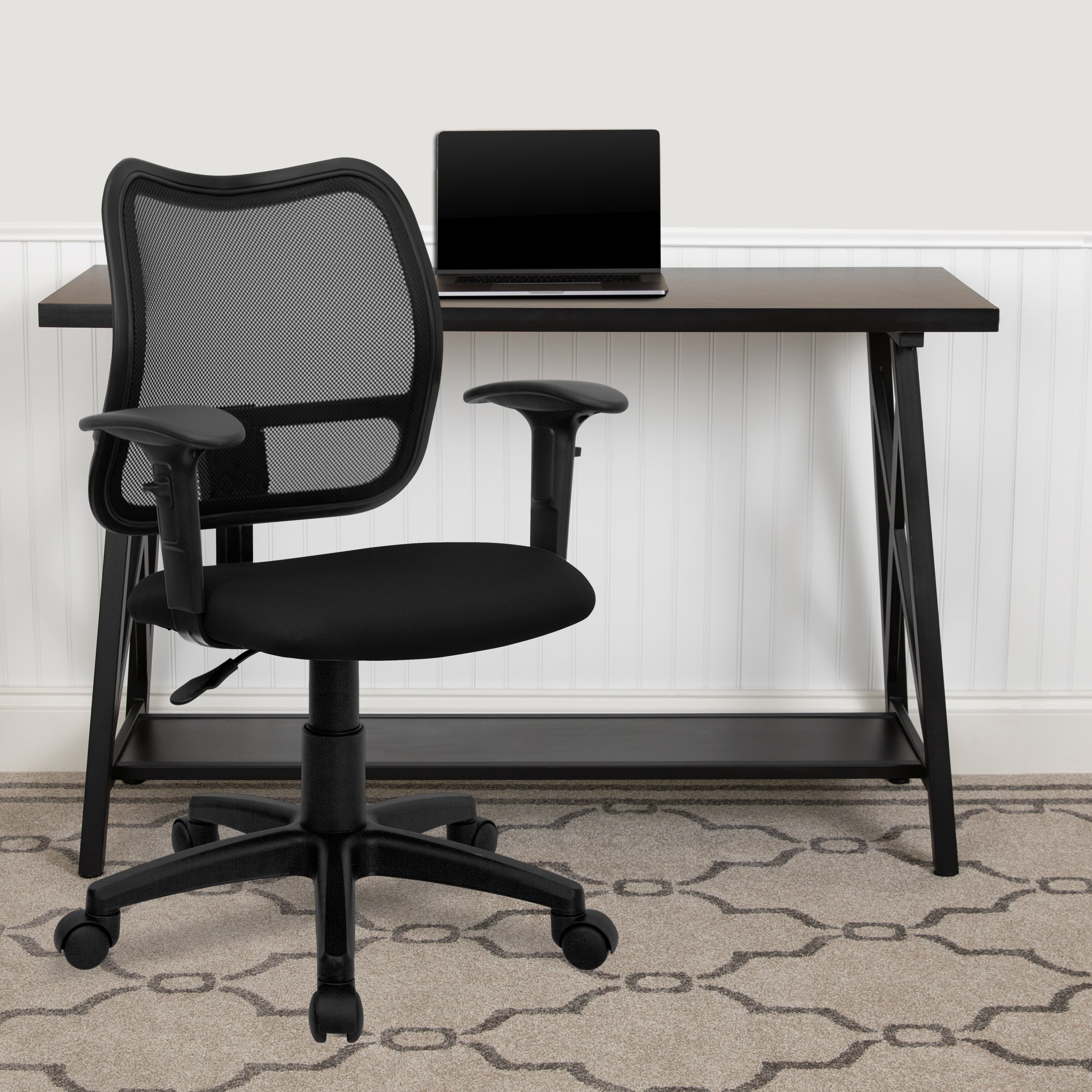 Mid-Back Mesh Swivel Task Office Chair with Adjustable Arms-Office Chair-Flash Furniture-Wall2Wall Furnishings