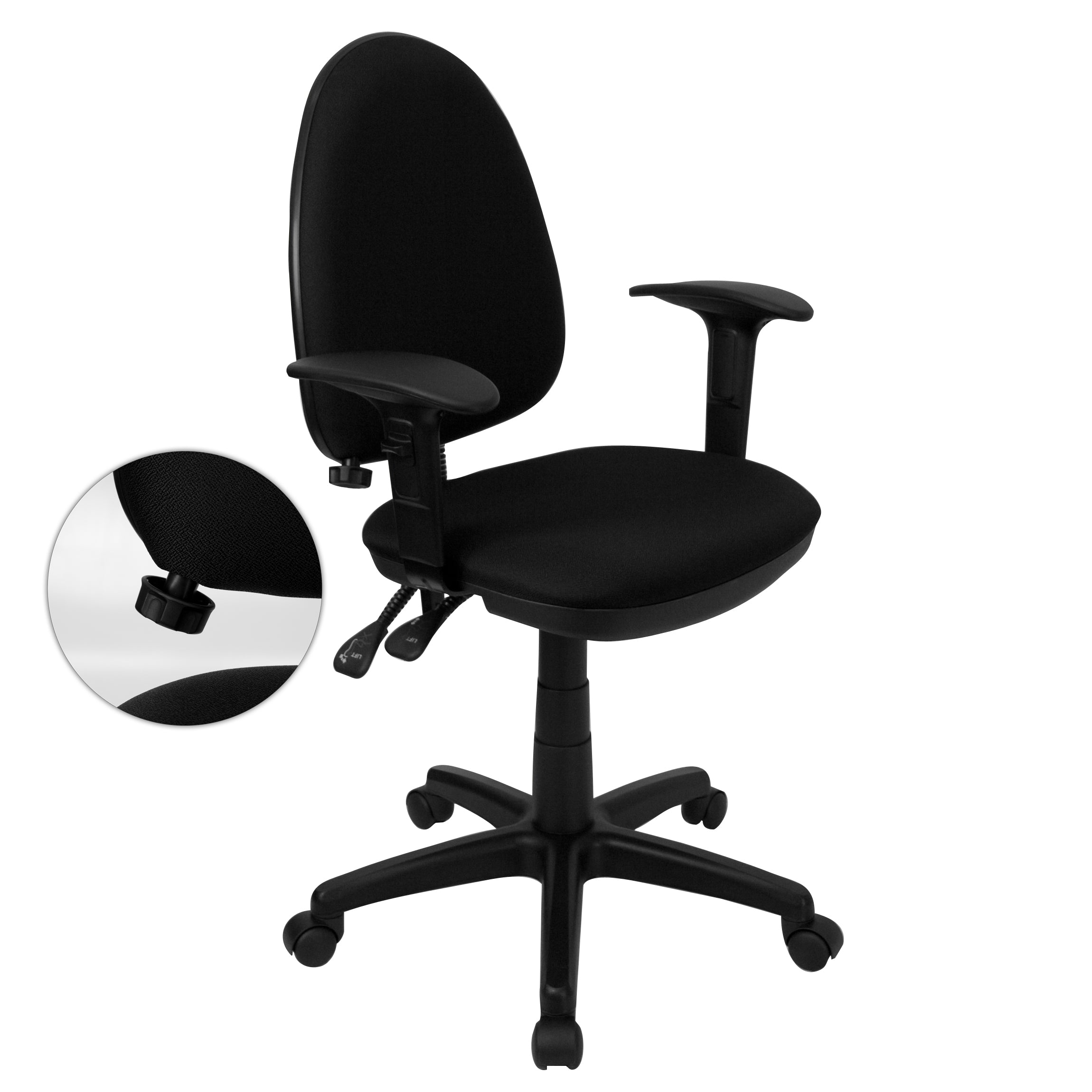 Mid-Back Fabric Multifunction Swivel Ergonomic Task Office Chair with Adjustable Lumbar Support and Adjustable Arms-Office Chair-Flash Furniture-Wall2Wall Furnishings