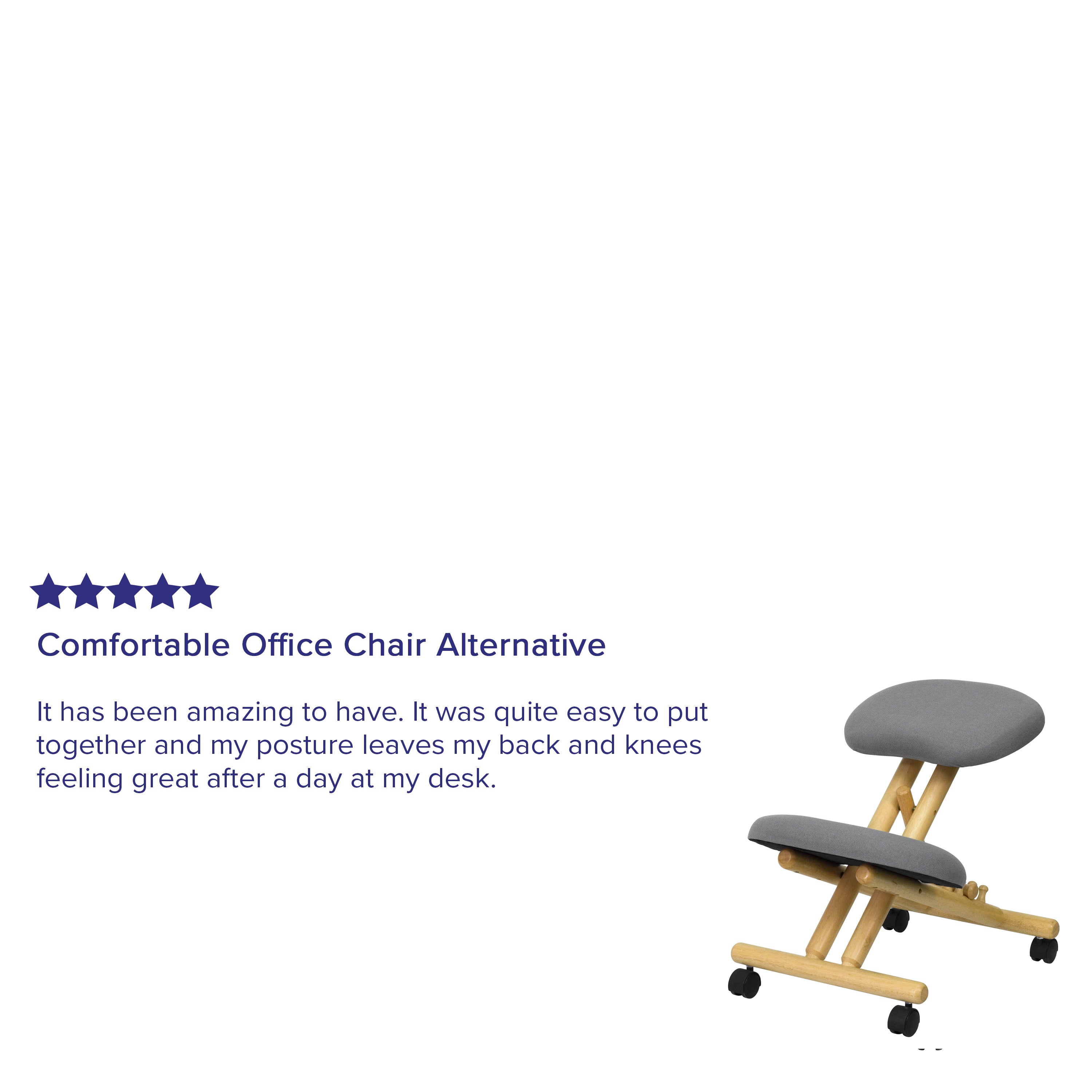 Mobile Wooden Ergonomic Kneeling Office Chair-Office Chair-Flash Furniture-Wall2Wall Furnishings
