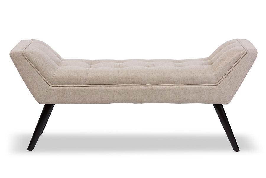 Tamblin Mid-century Modern Retro Linen Fabric Upholstered Grid-Tufting 50-Inch Bench