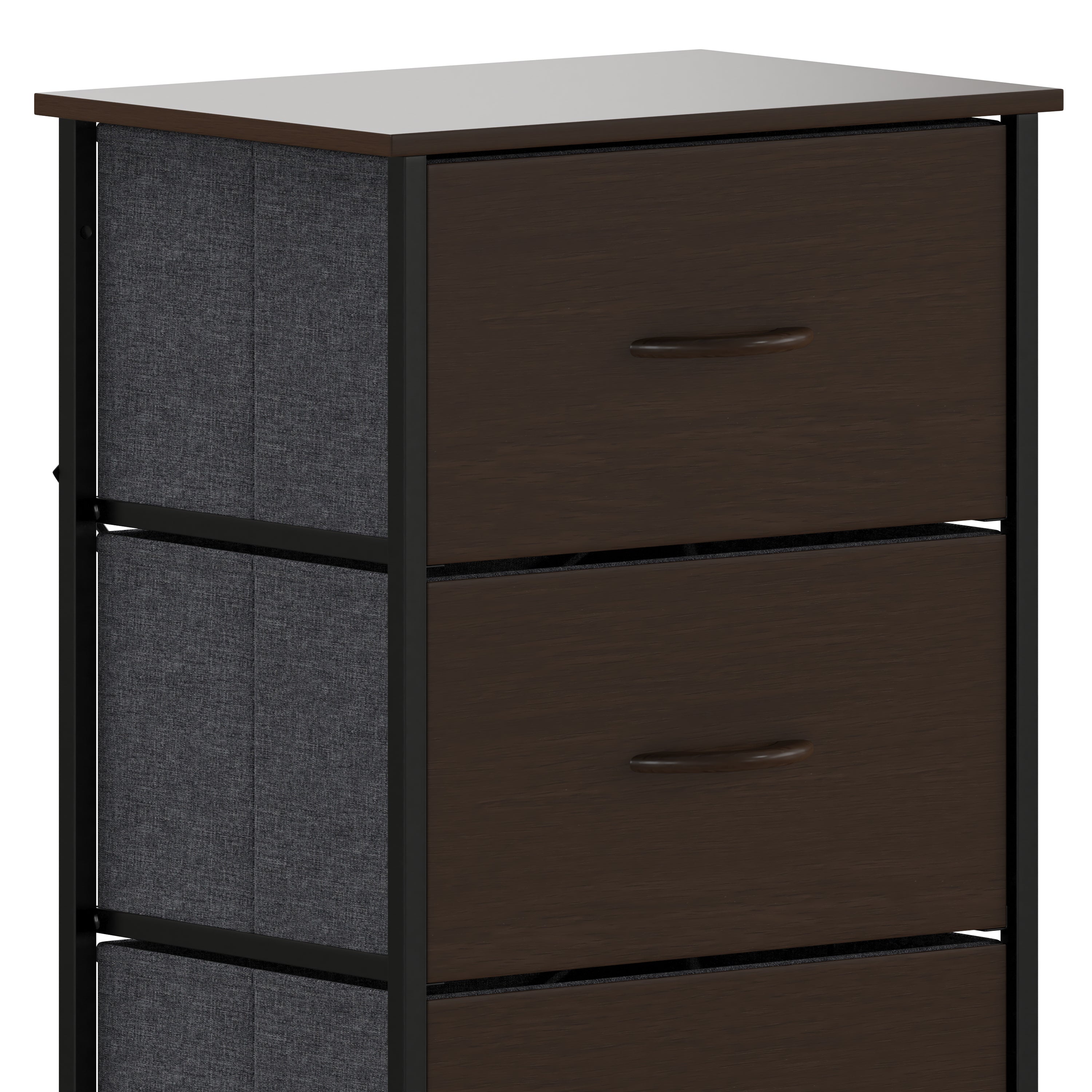 Harris 4 Drawer Vertical Storage Dresser with Cast Iron Frame, Wood Top and Easy Pull Engineered Wood Drawers with Wooden Handles-Dresser-Flash Furniture-Wall2Wall Furnishings