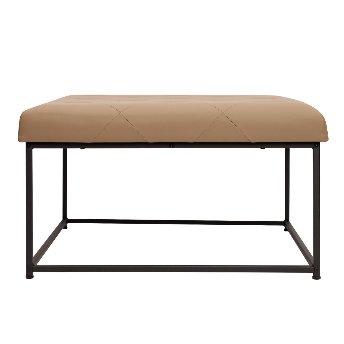 Ashton 30" Square Upholstered Tufted Ottoman with Metal Frame