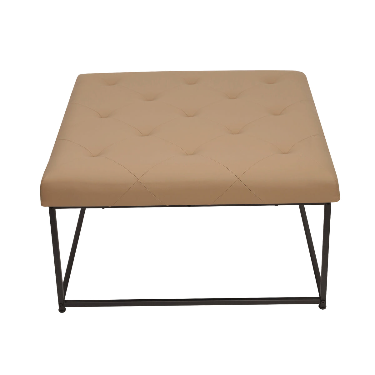 Ashton 30" Square Upholstered Tufted Ottoman with Metal Frame