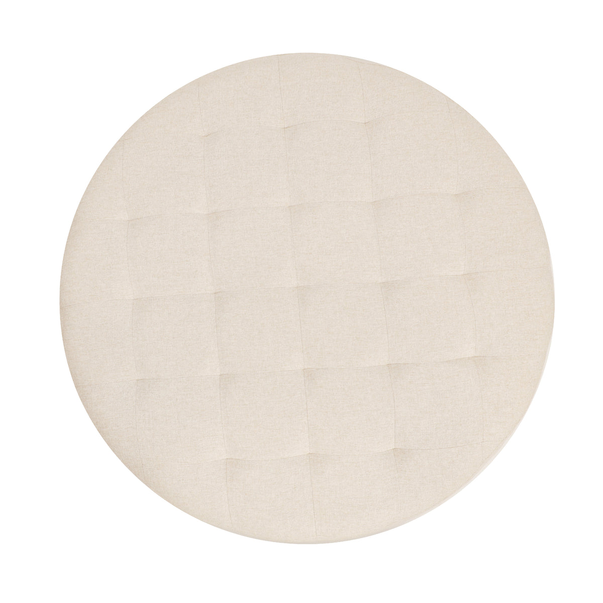 Ashton 34" Round Cotton Linen Tufted Ottoman with Metal Frame