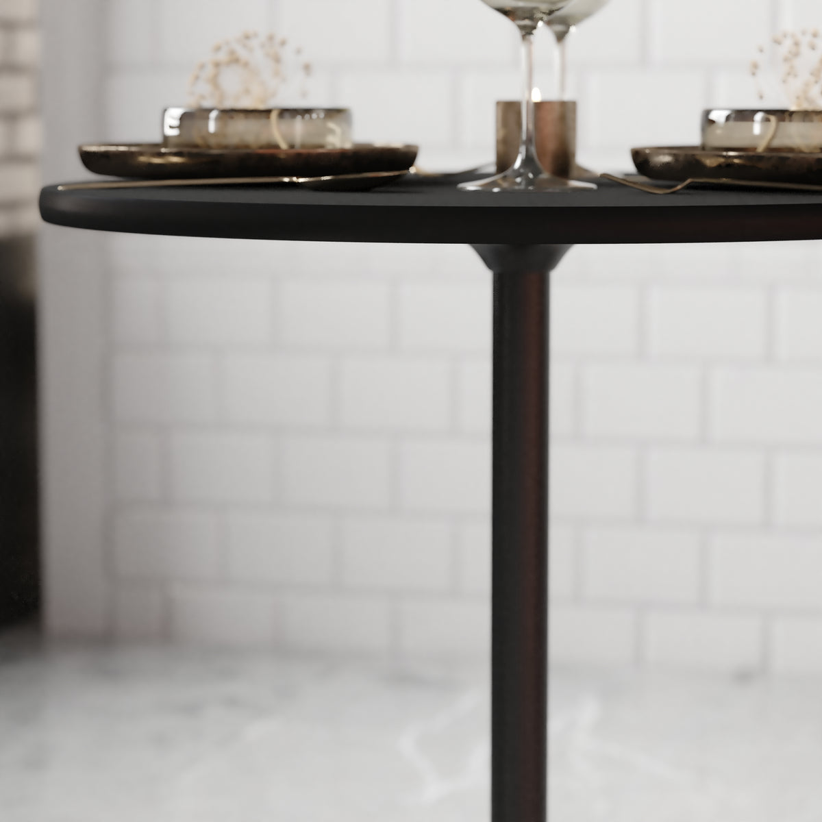 24'' Round Wood Cocktail Table with 30'' and 42'' Columns