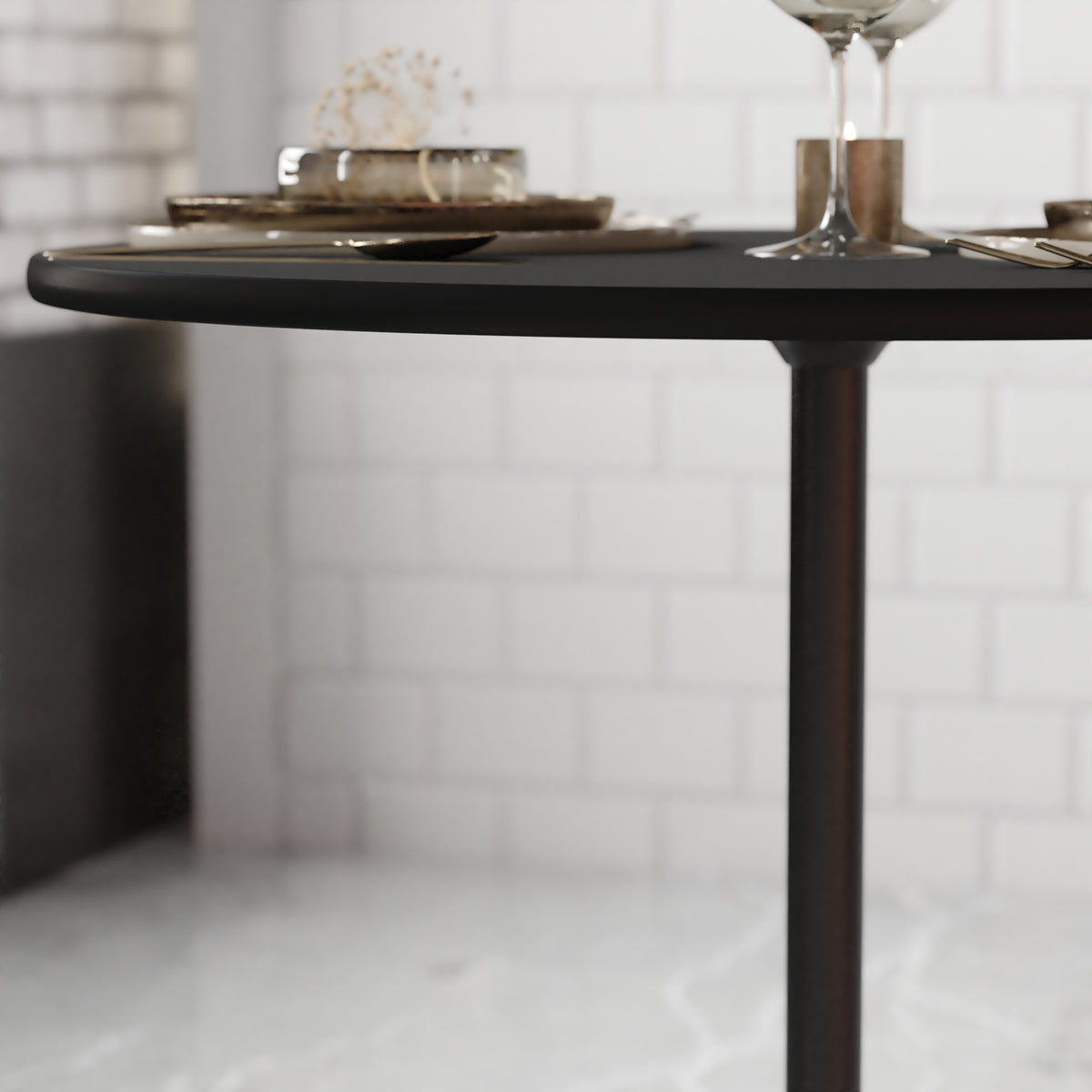 30'' Round Wood Cocktail Table with 30'' and 42'' Columns