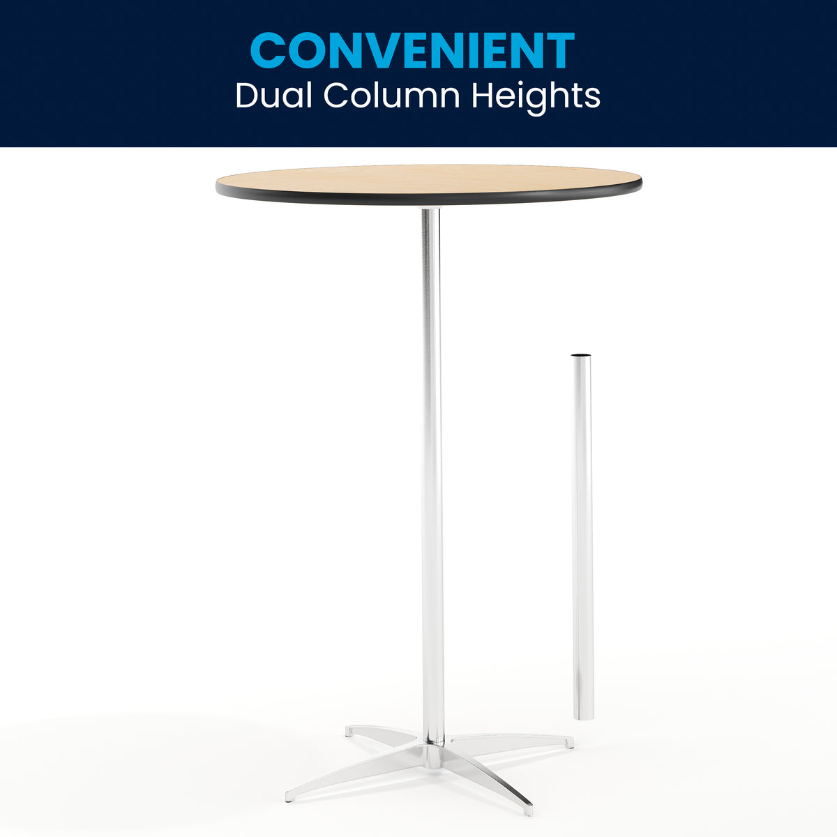 30'' Round Wood Cocktail Table with 30'' and 42'' Columns