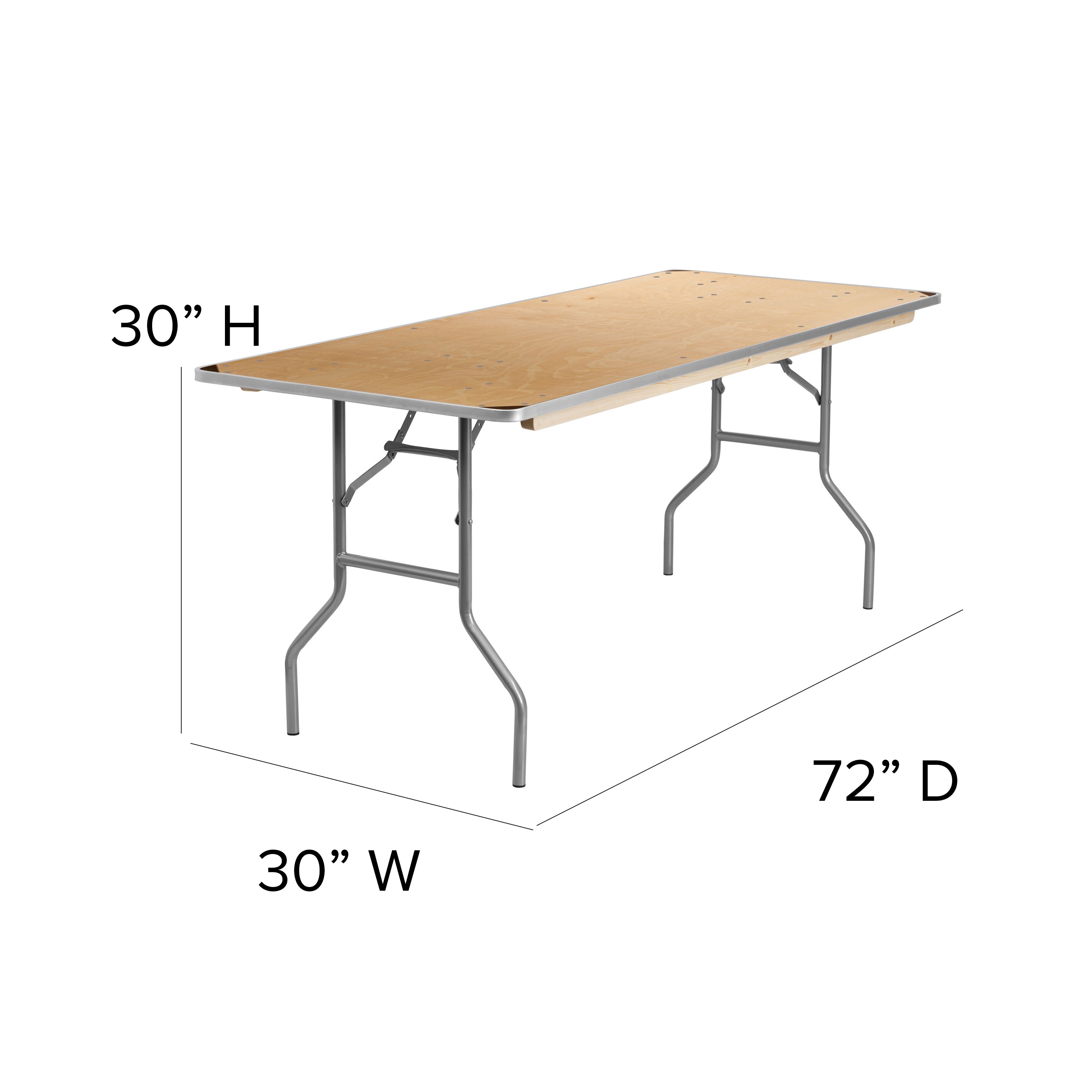 6-Foot Rectangular HEAVY DUTY Birchwood Folding Banquet Table with METAL Edges and Protective Corner Guards-Rectangular Folding Table-Flash Furniture-Wall2Wall Furnishings