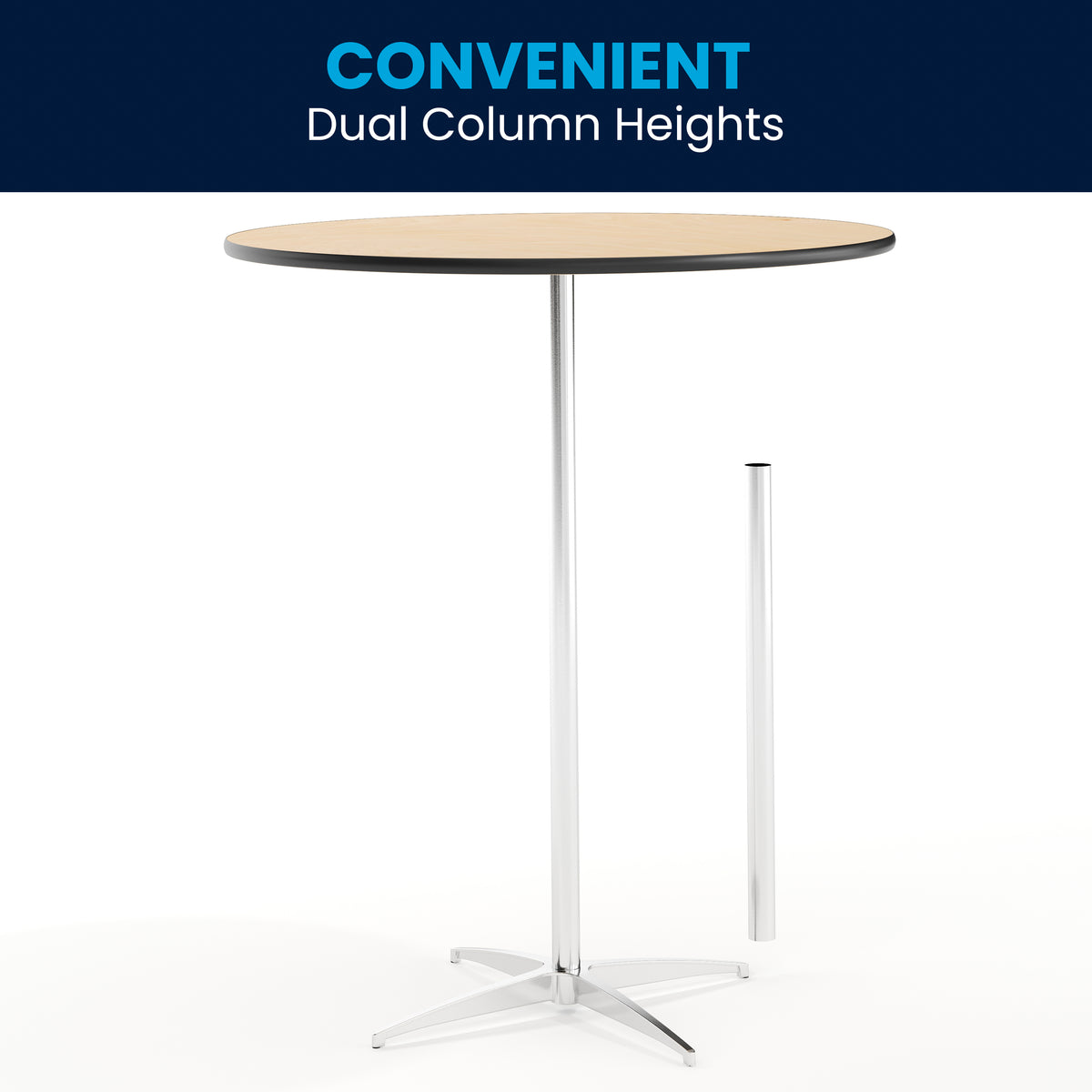 36'' Round Wood Cocktail Table with 30'' and 42'' Columns