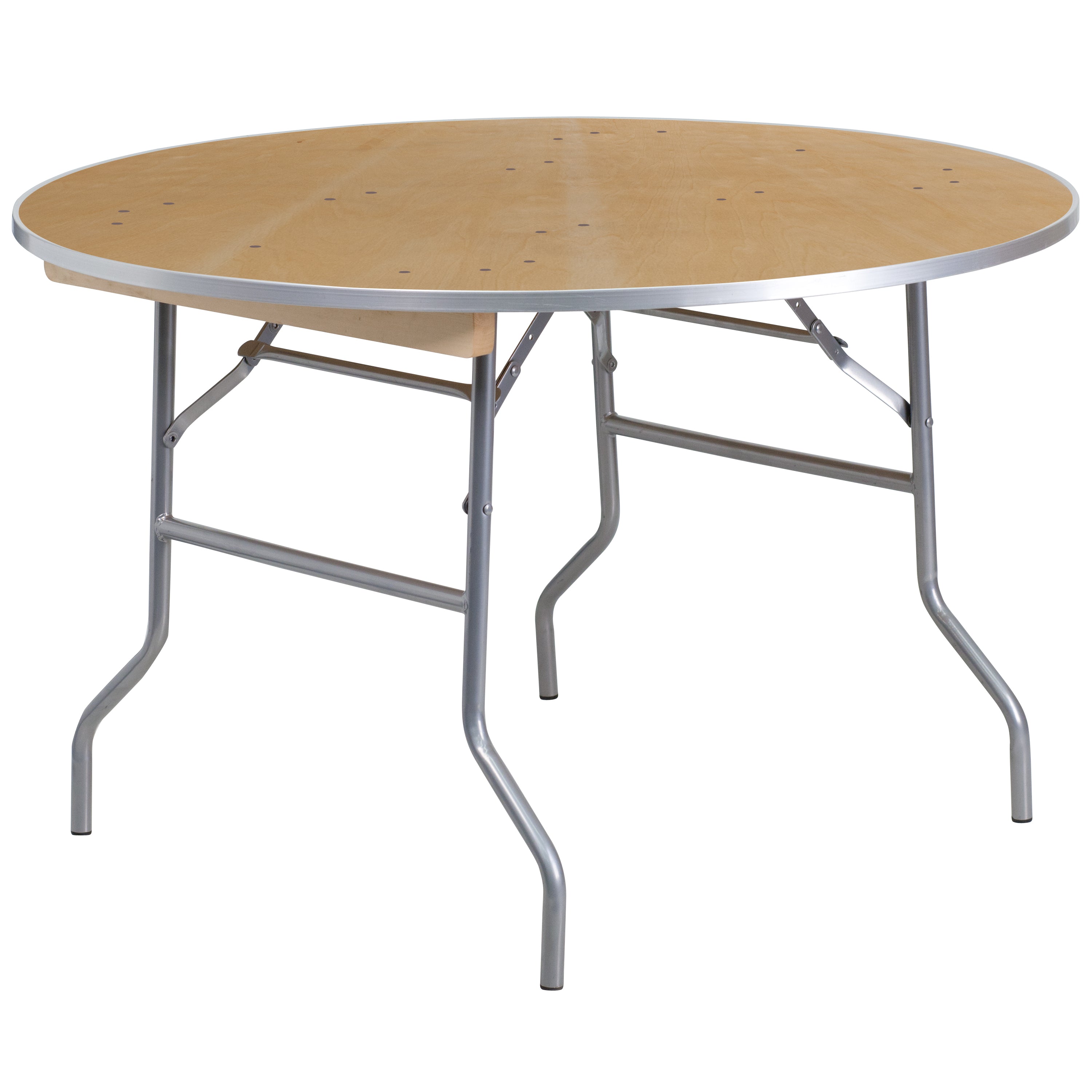 4-Foot Round HEAVY DUTY Birchwood Folding Banquet Table with METAL Edges-Round Folding Table-Flash Furniture-Wall2Wall Furnishings