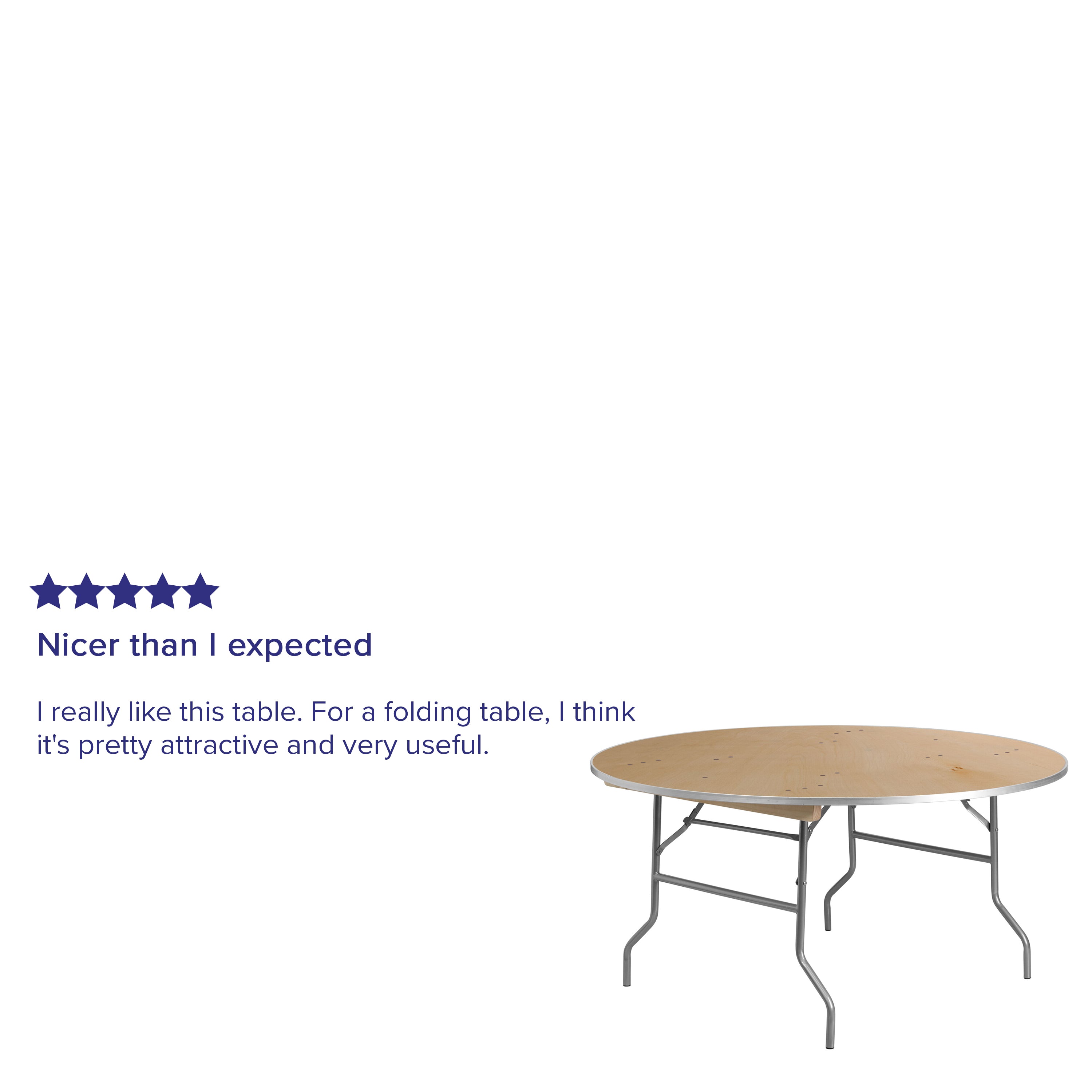 5-Foot Round HEAVY DUTY Birchwood Folding Banquet Table with METAL Edges-Round Folding Table-Flash Furniture-Wall2Wall Furnishings