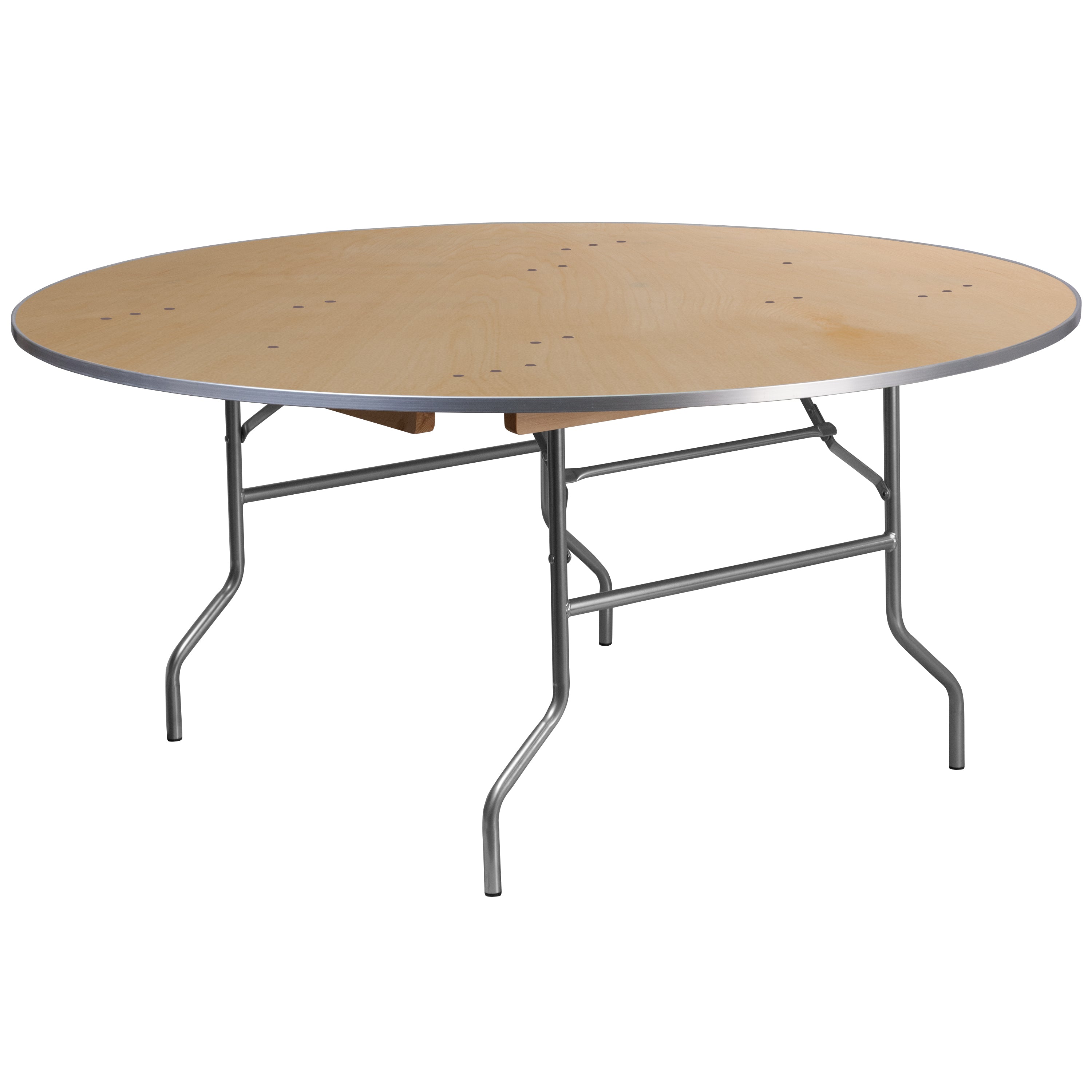 5.5-Foot Round HEAVY DUTY Birchwood Folding Banquet Table with METAL Edges-Round Folding Table-Flash Furniture-Wall2Wall Furnishings