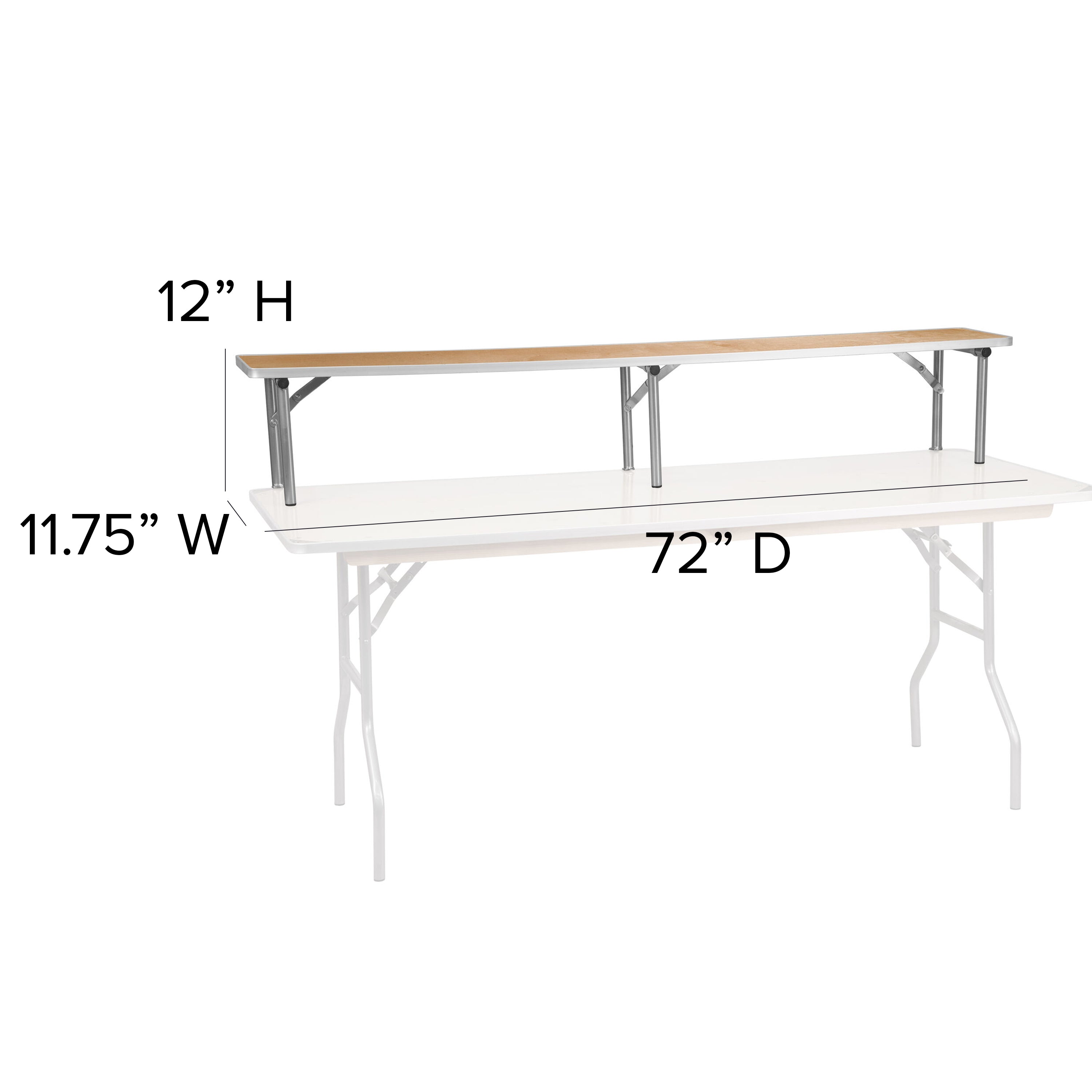 72'' x 12'' x 12'' Birchwood Bar Top Riser with Silver Legs-Rectangular Folding Table Bar Top Risers-Flash Furniture-Wall2Wall Furnishings