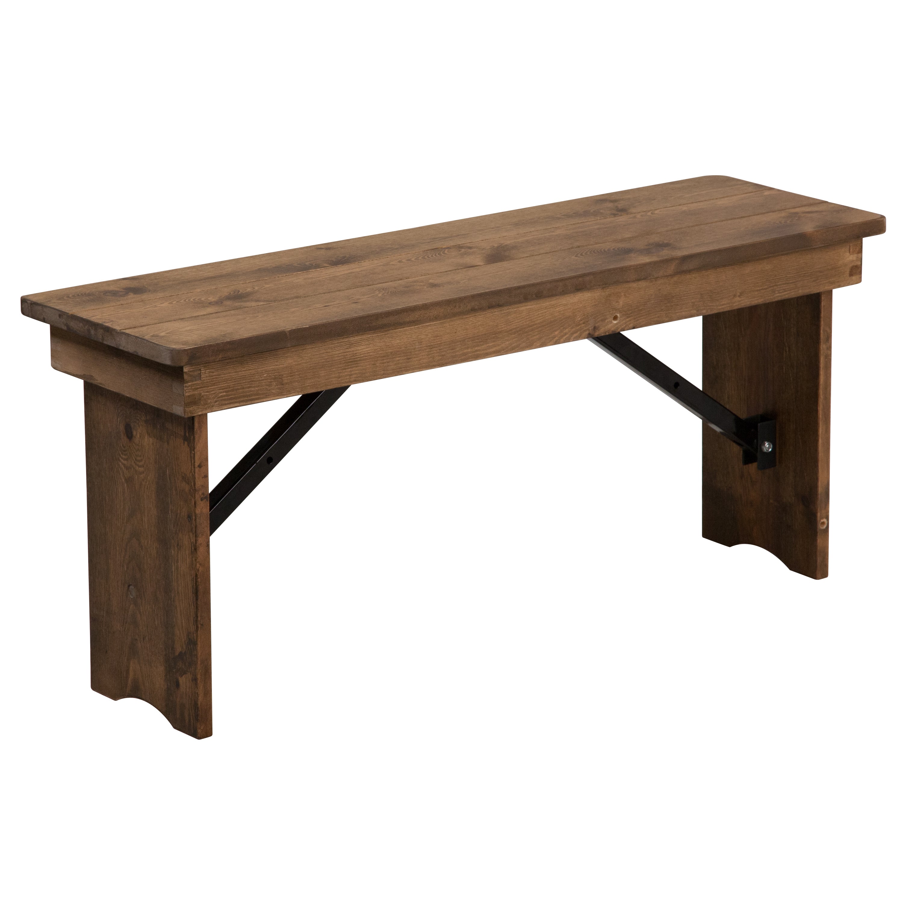 HERCULES Series 40" x 12" Solid Pine Folding Farm Bench-Dining Chair-Flash Furniture-Wall2Wall Furnishings