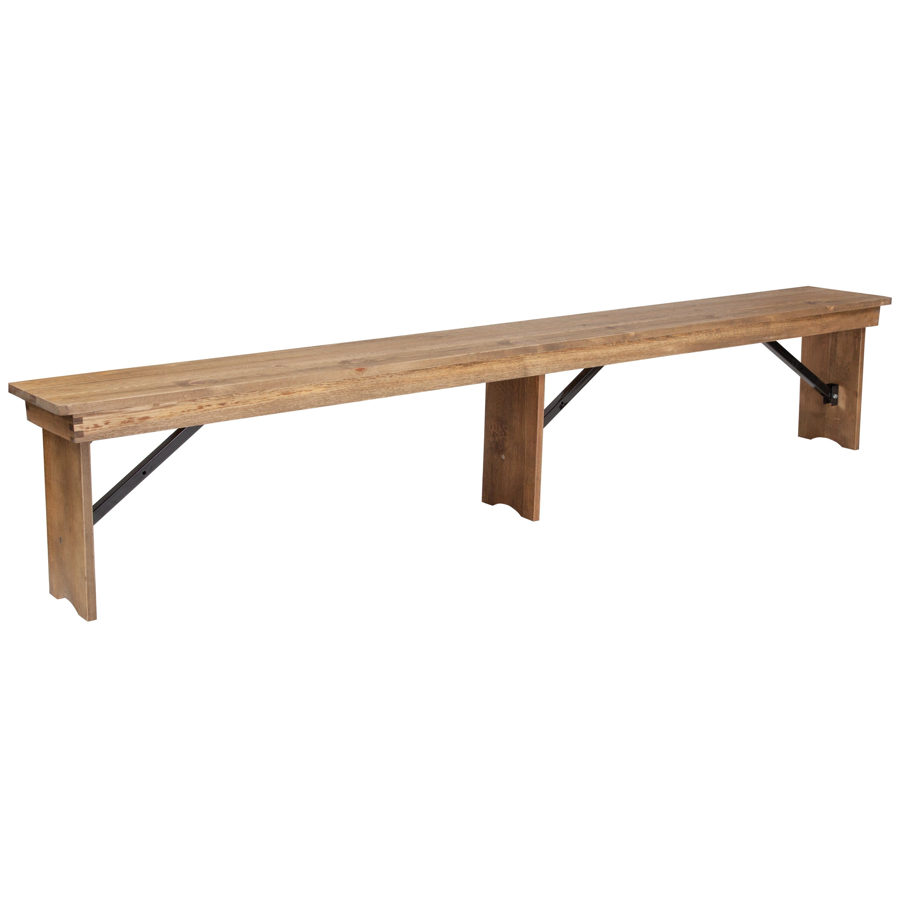 HERCULES Series 8' x 12'' Solid Pine Folding Farm Bench with 3 Legs-Bench-Flash Furniture-Wall2Wall Furnishings