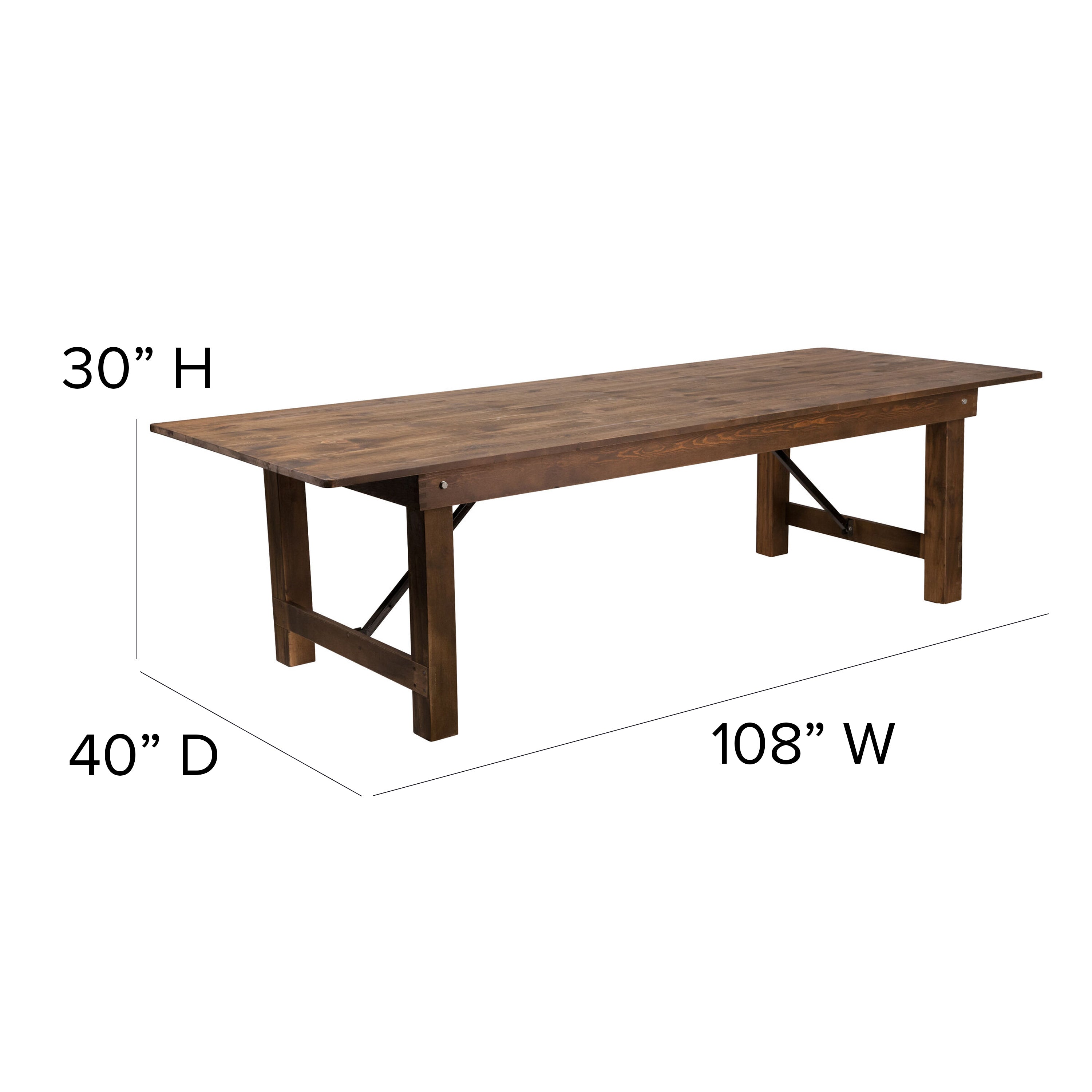 HERCULES Series 9' x 40" Rectangular Solid Pine Folding Farm Table-Dining Table-Flash Furniture-Wall2Wall Furnishings