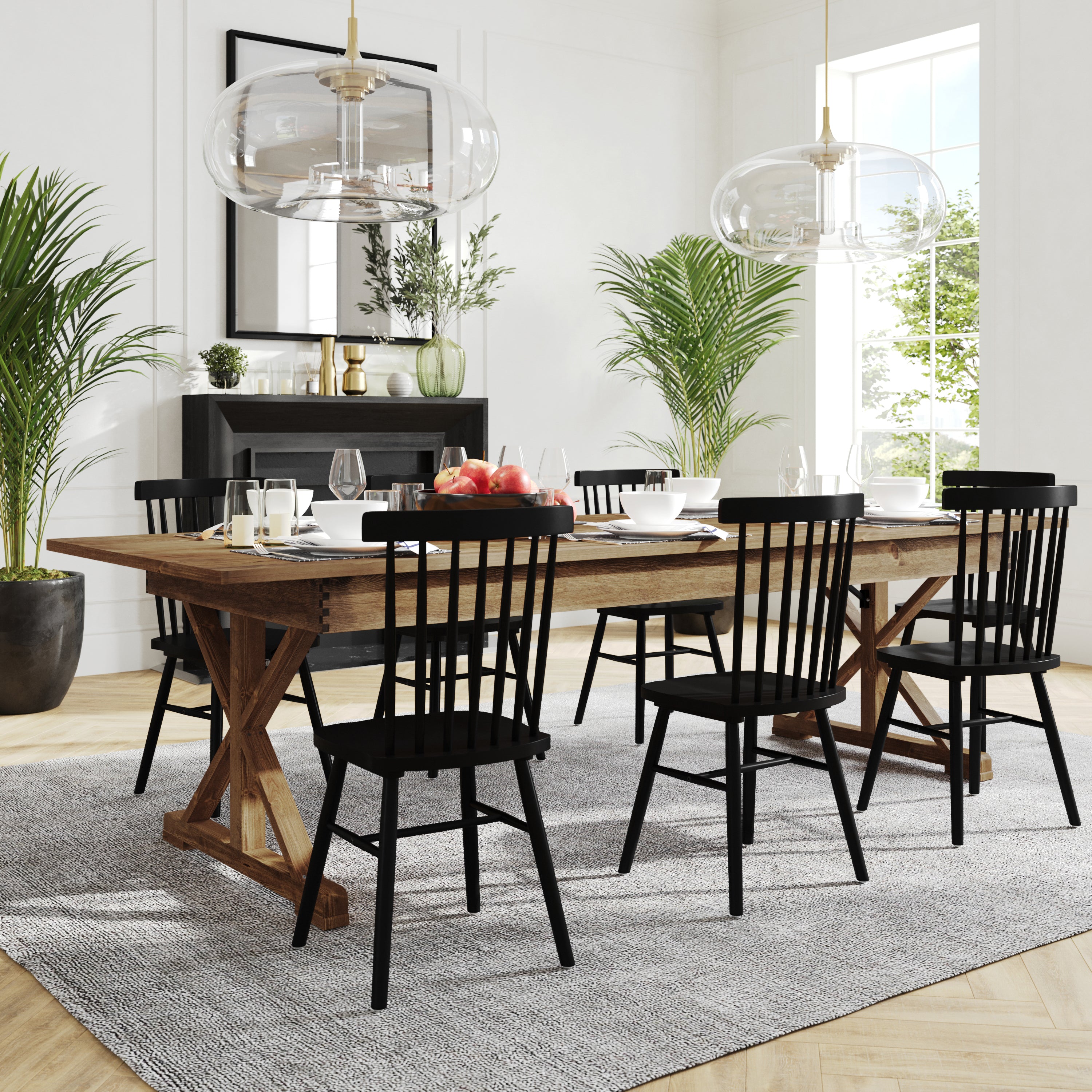 HERCULES 9' x 40" Rectangular Solid Pine Folding Farm Table with X Legs-Farm Table-Flash Furniture-Wall2Wall Furnishings