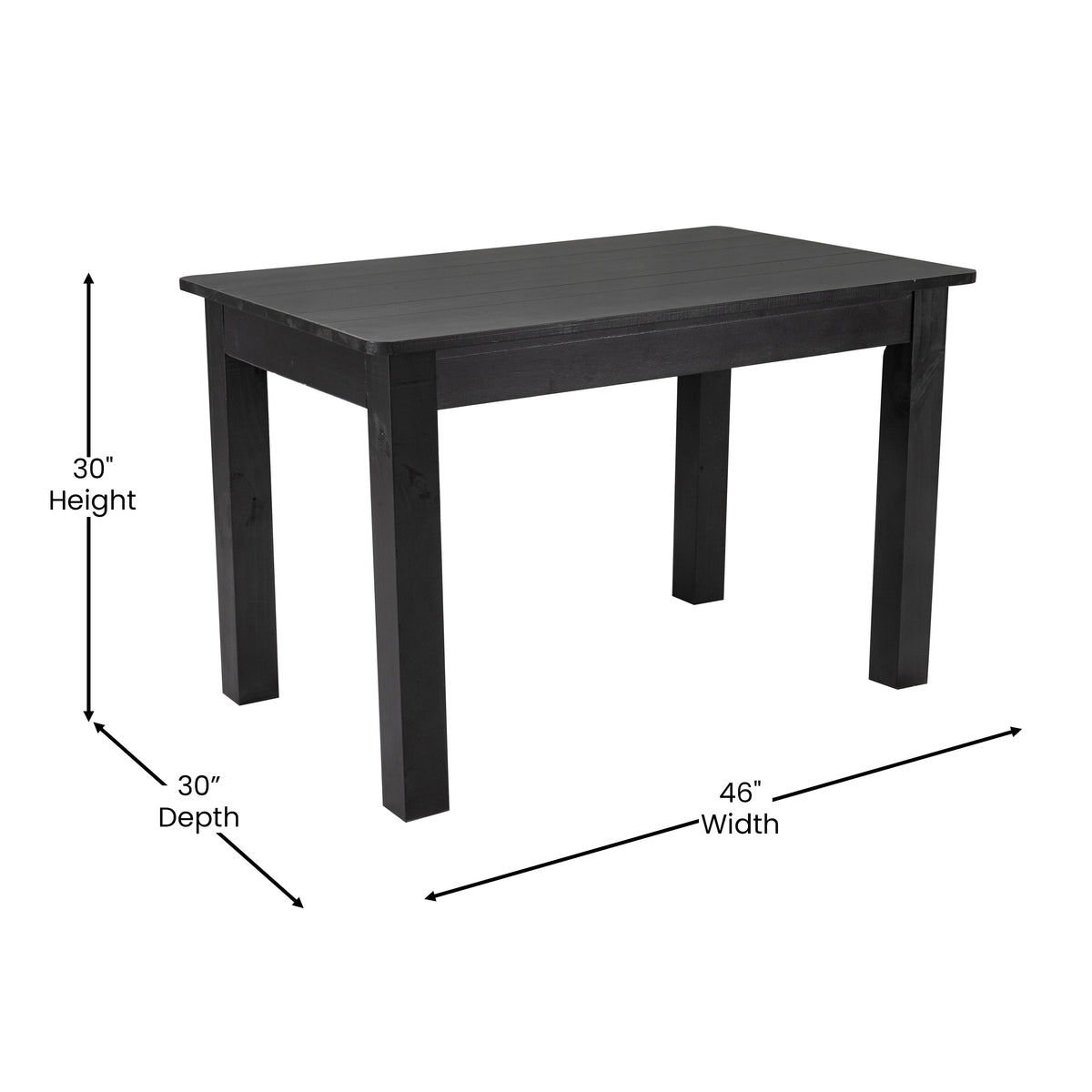 46" x 30" Rectangular Solid Pine Farm Dining Table