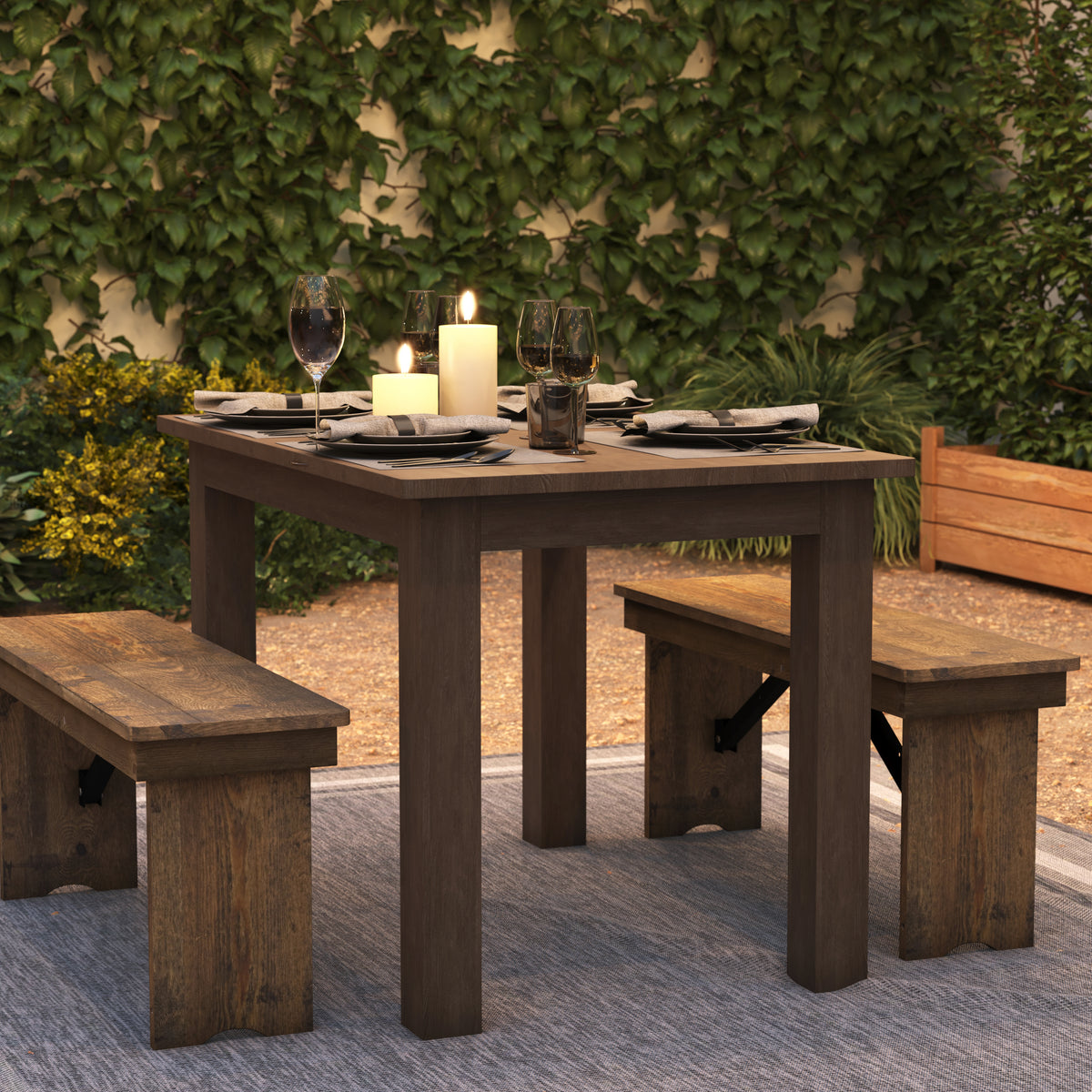 46" x 30" Rectangular Solid Pine Farm Dining Table