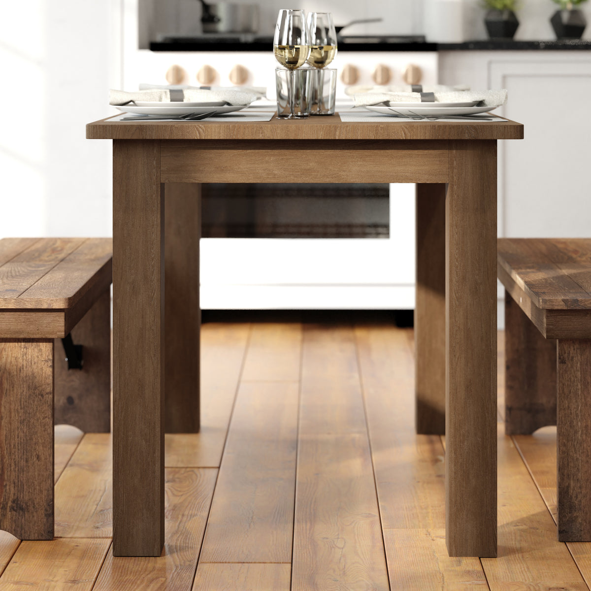 46" x 30" Rectangular Solid Pine Farm Dining Table