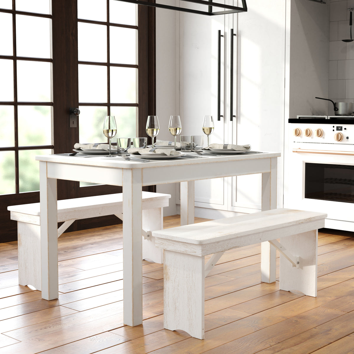 46" x 30" Rectangular Solid Pine Farm Dining Table