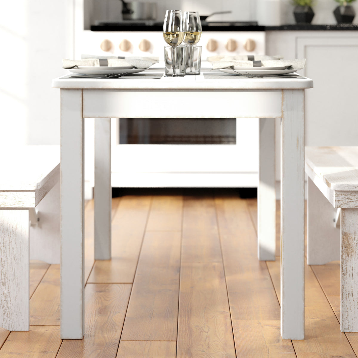 46" x 30" Rectangular Solid Pine Farm Dining Table