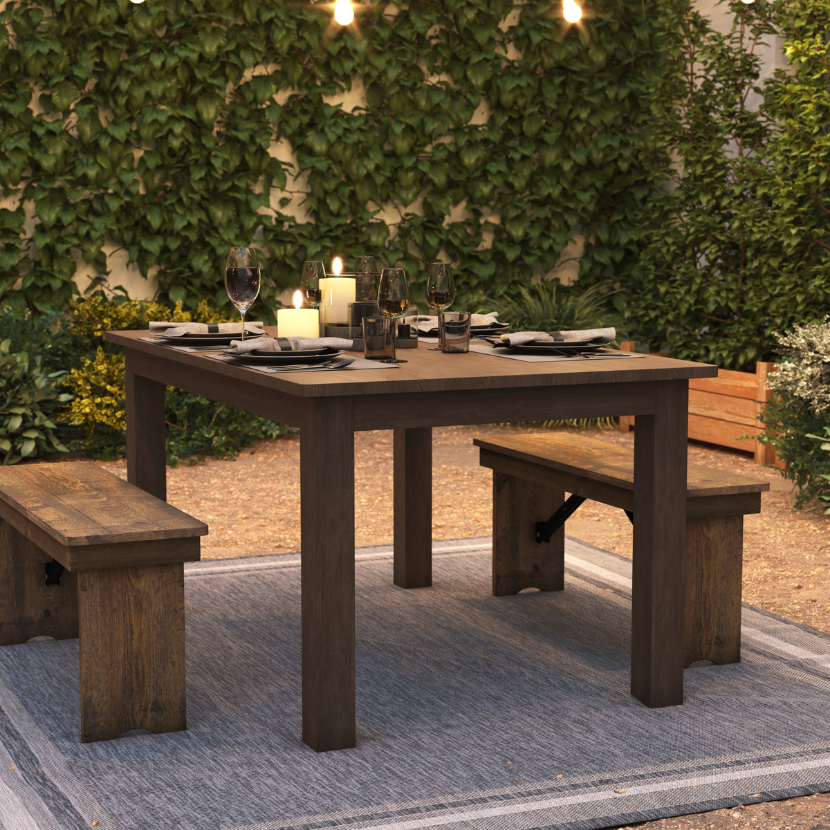 60" x 38" Rectangular Solid Pine Farm Dining Table