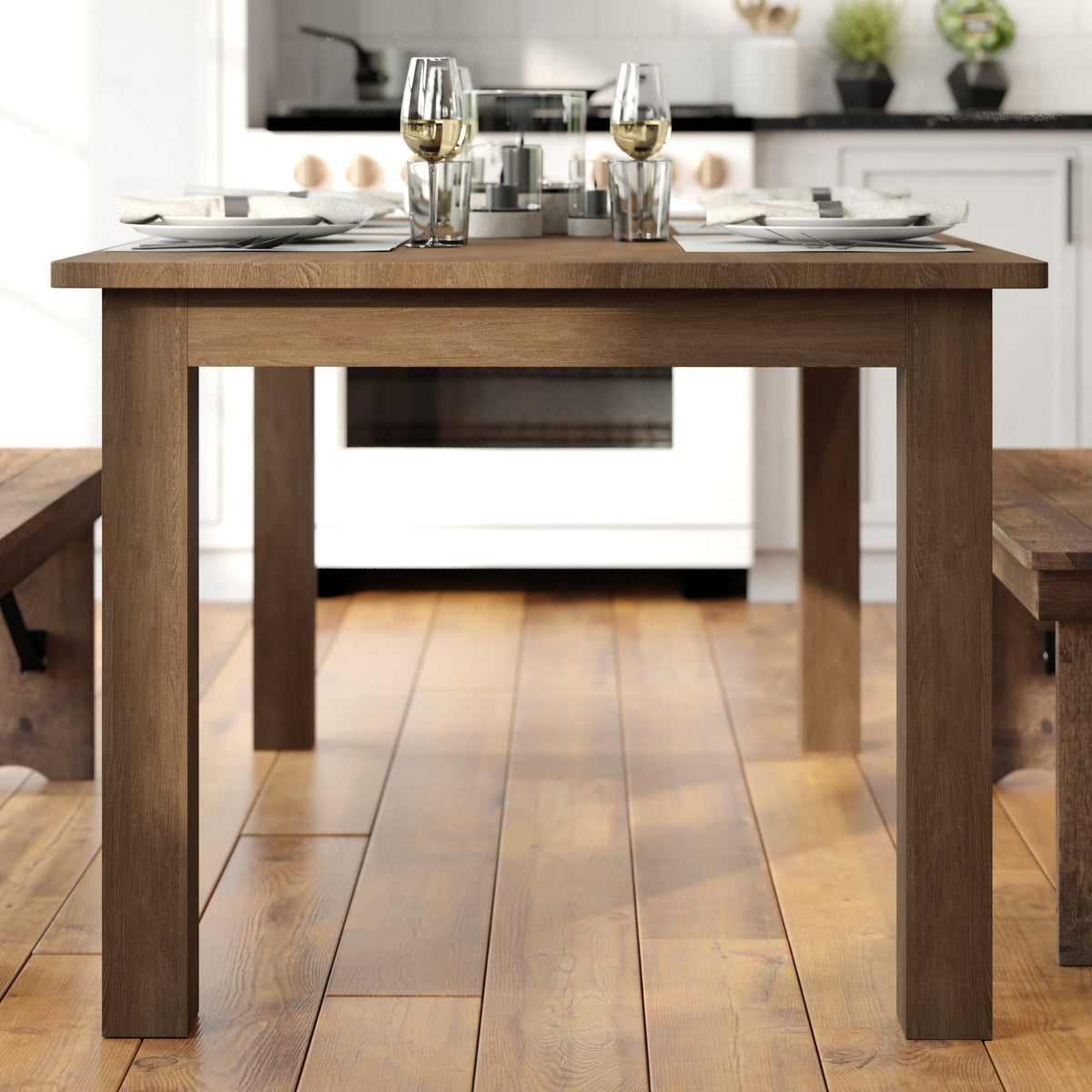 60" x 38" Rectangular Solid Pine Farm Dining Table