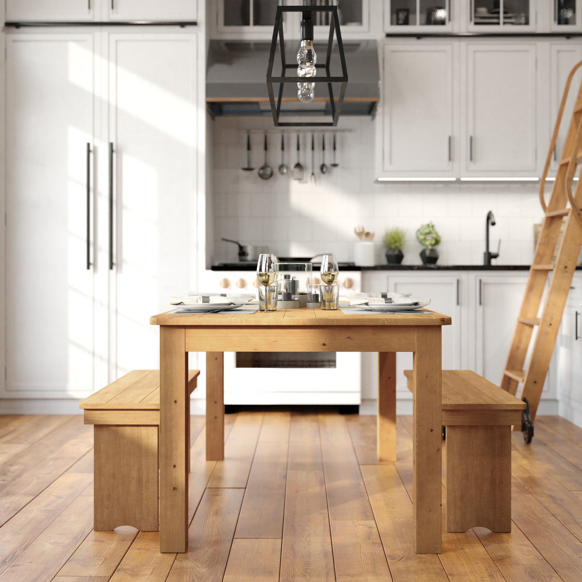 60" x 38" Rectangular Solid Pine Farm Dining Table