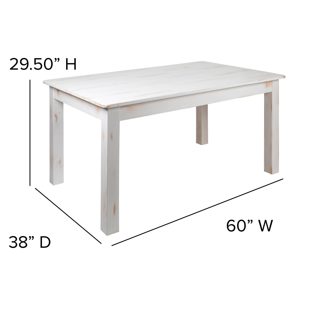 60" x 38" Rectangular Solid Pine Farm Dining Table