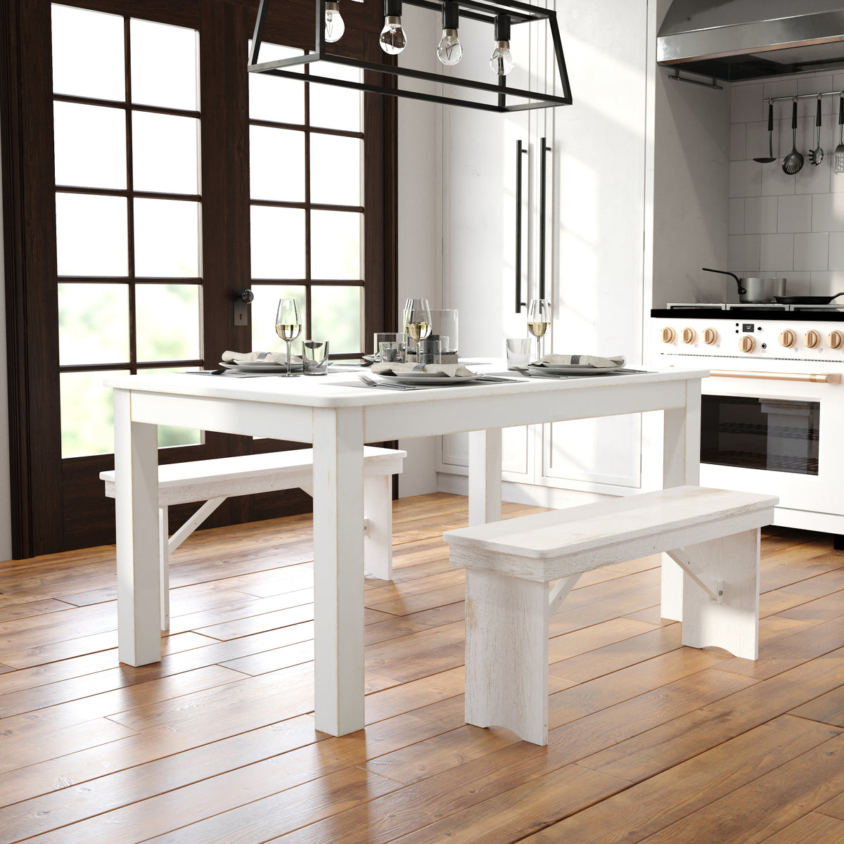60" x 38" Rectangular Solid Pine Farm Dining Table