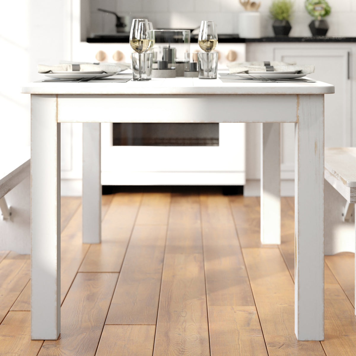 60" x 38" Rectangular Solid Pine Farm Dining Table