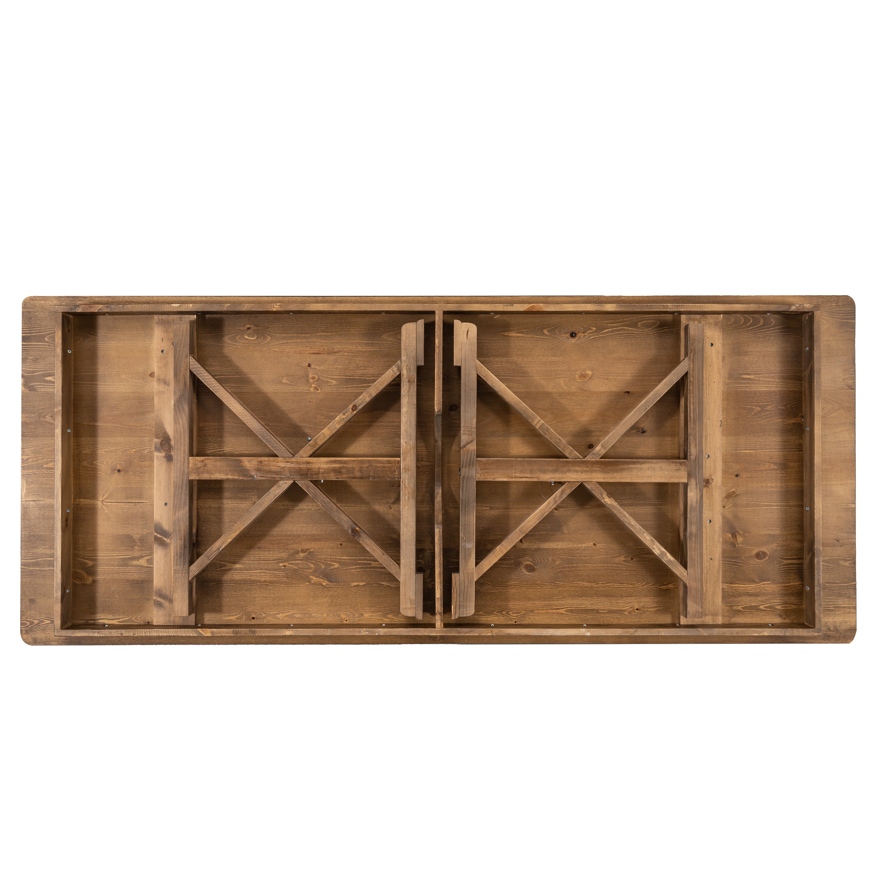 HERCULES 7' x 40" Rectangular Solid Pine Folding Farm Table with X Legs-Farm Table-Flash Furniture-Wall2Wall Furnishings